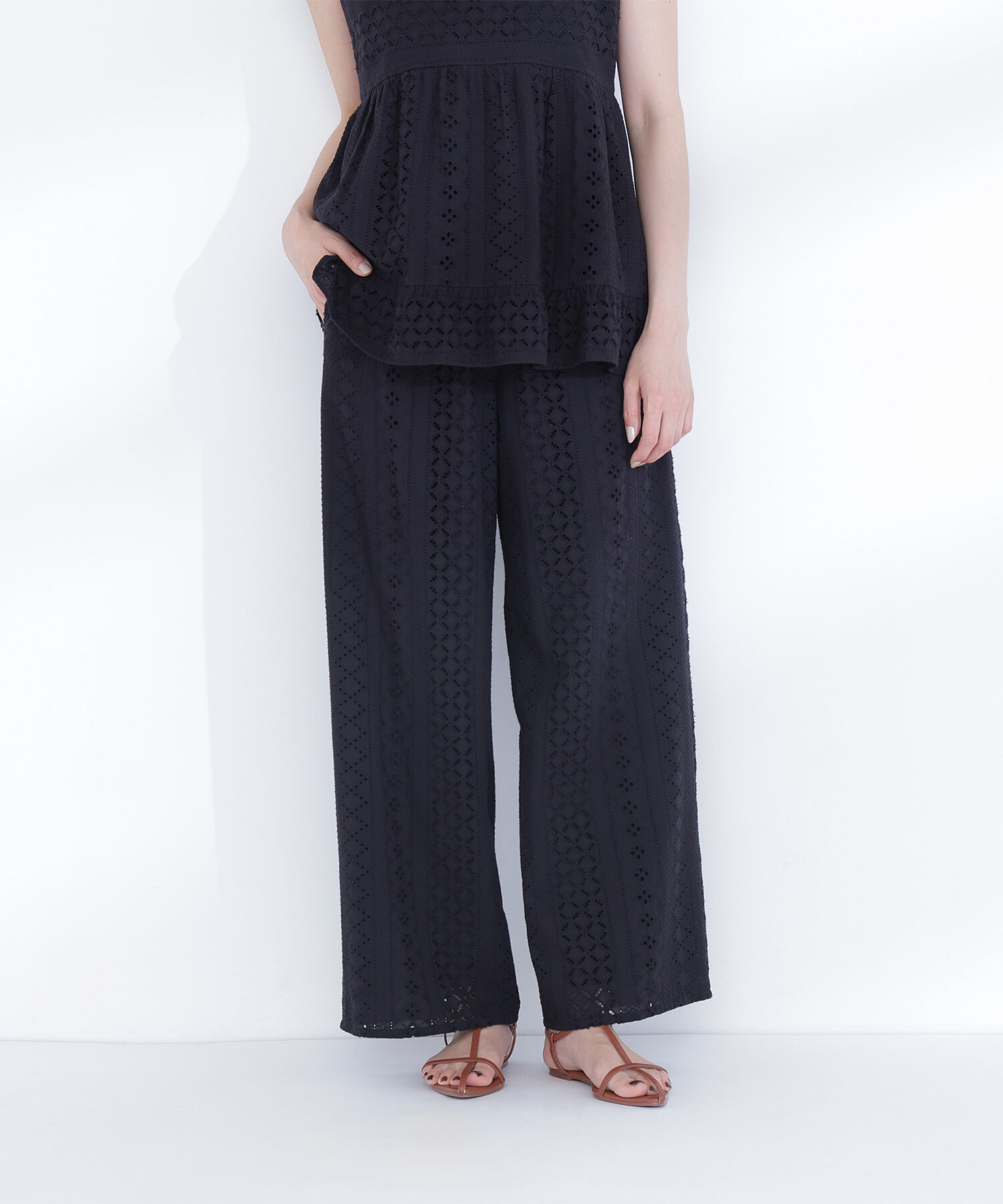 「パッチワークレース SETUP ストレートパンツ」|その他|