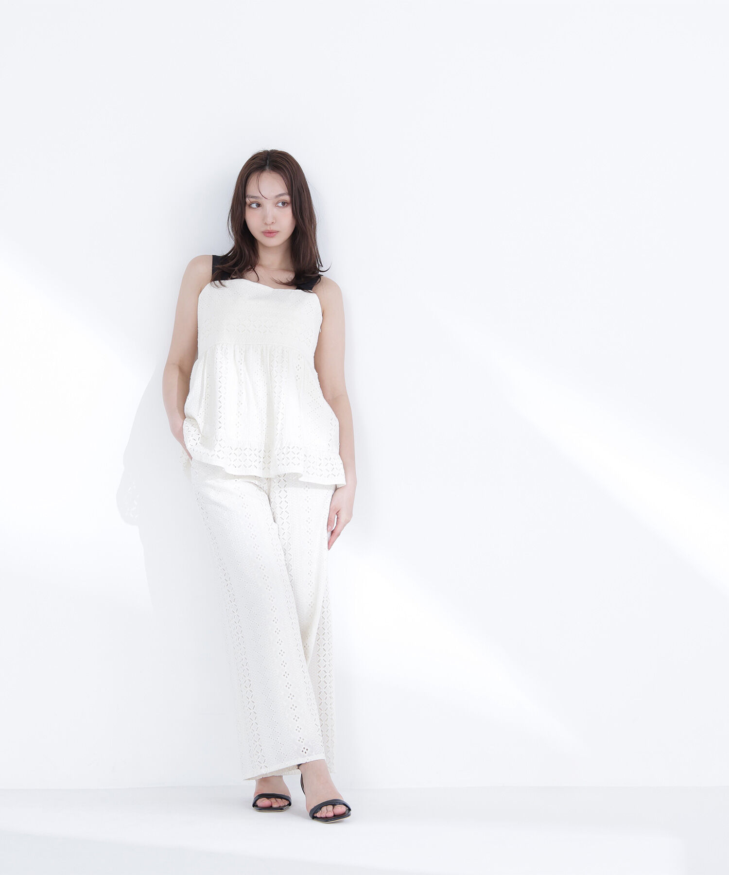  「パッチワークレース SETUP ストレートパンツ」|その他|