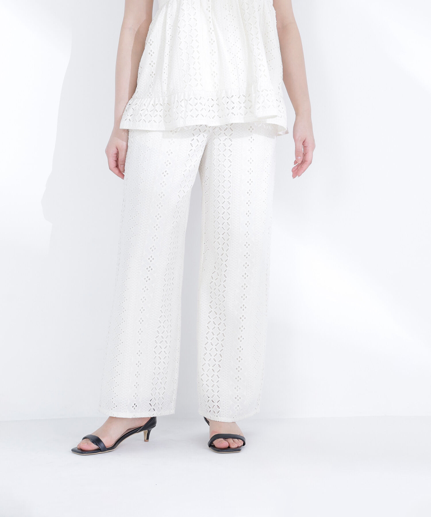  「パッチワークレース SETUP ストレートパンツ」|その他|