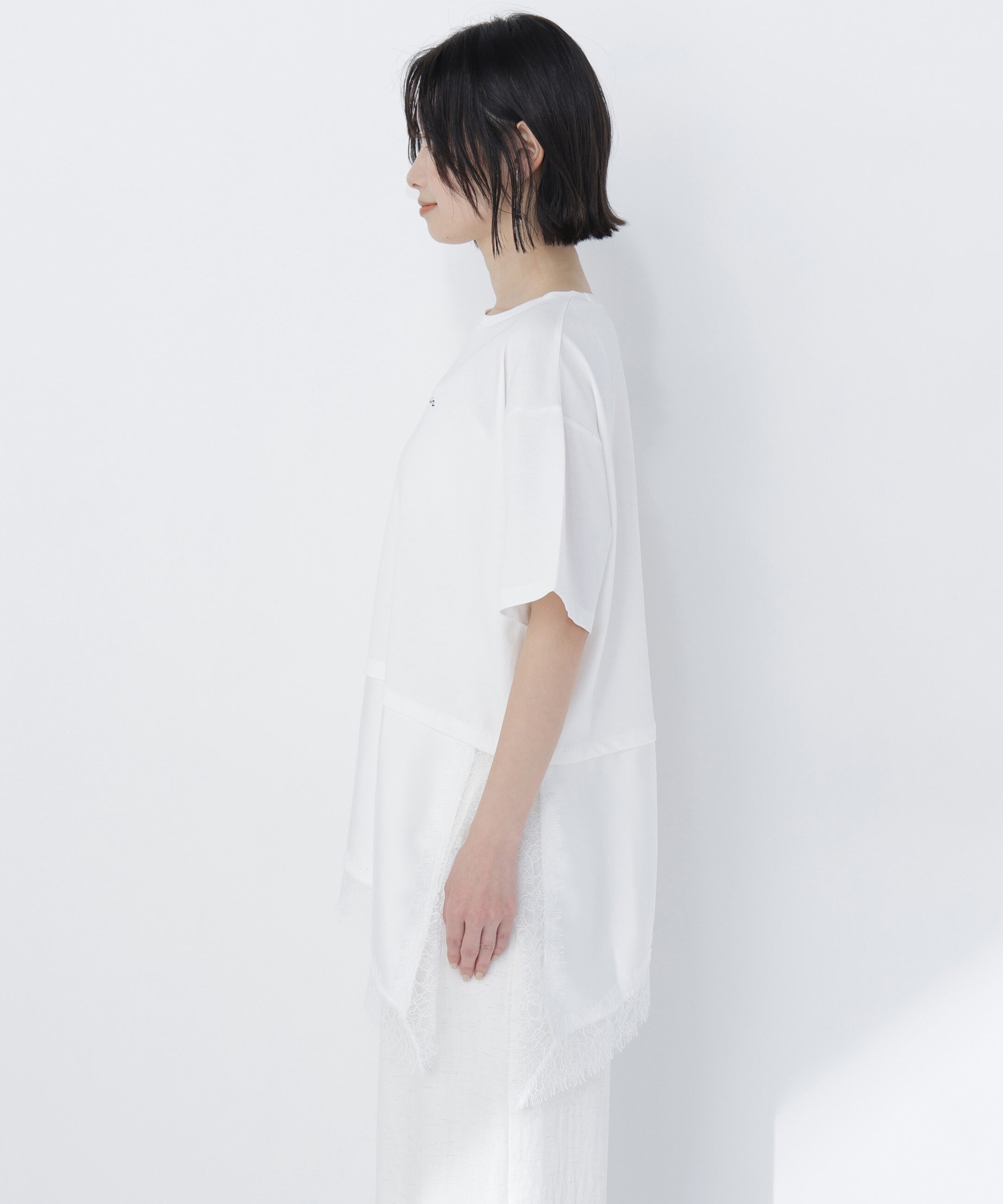  「レースドッキングロゴTシャツ」|Tシャツ・カットソー|