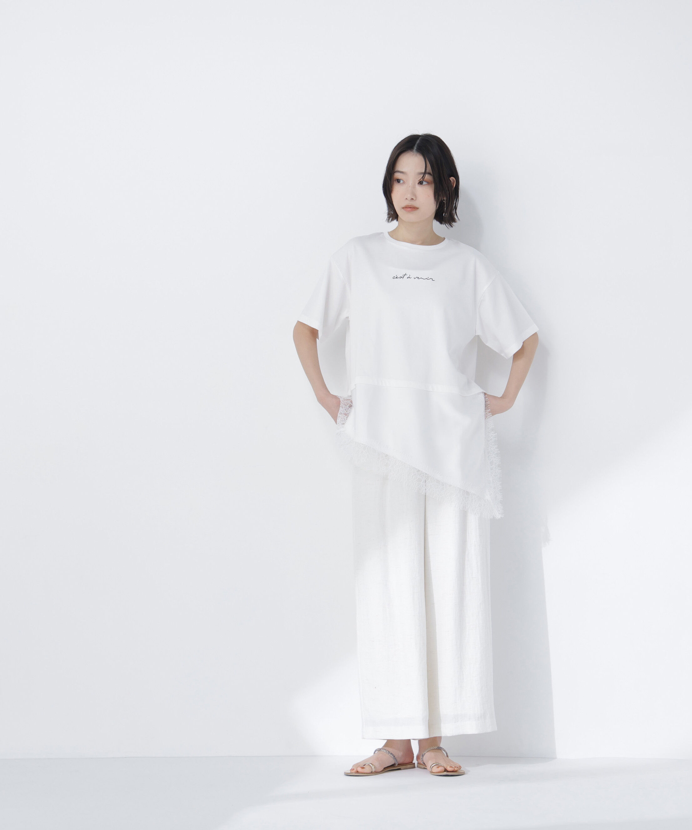  「レースドッキングロゴTシャツ」|Tシャツ・カットソー|