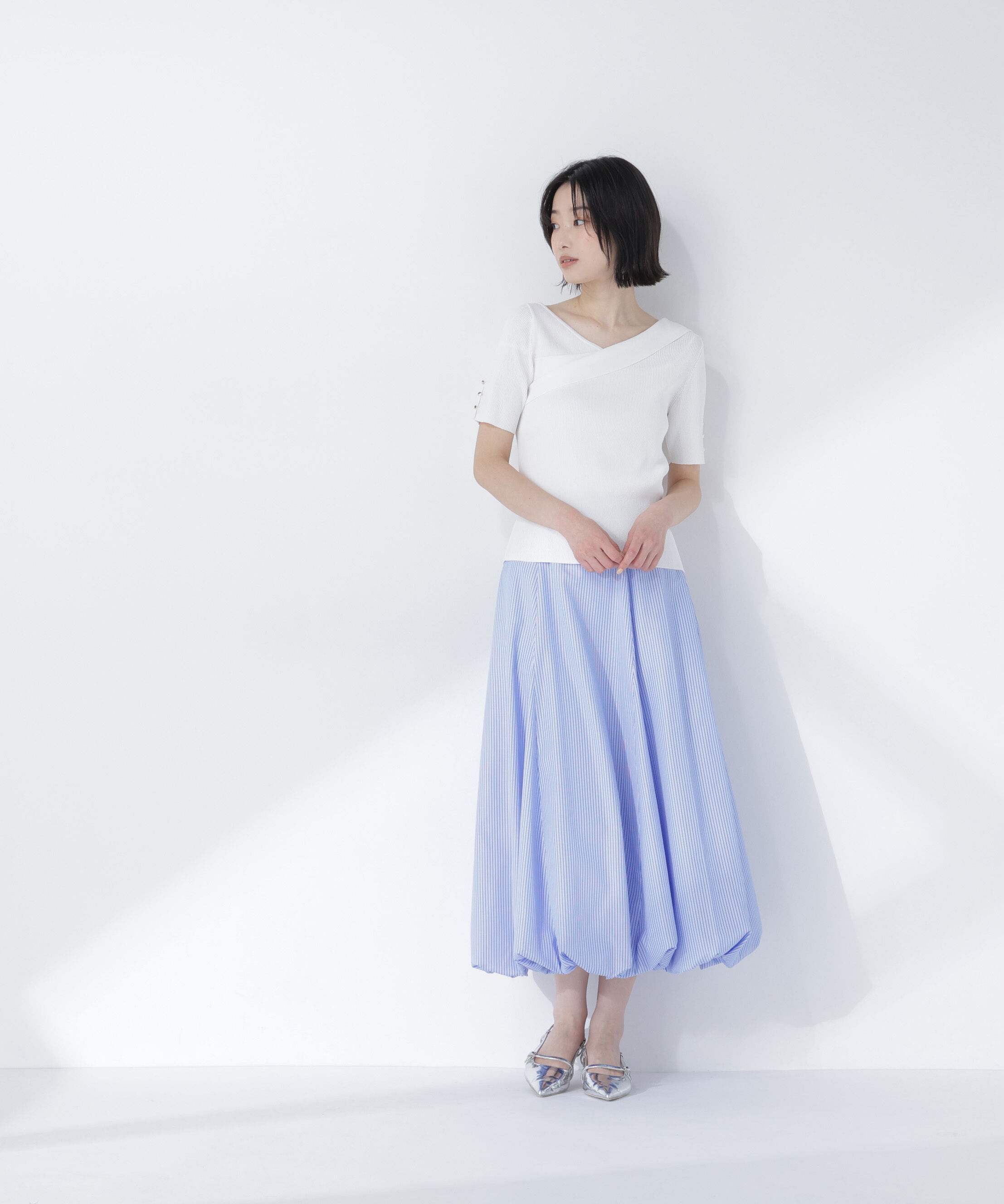  「クロスネックリブニット」|ニット・セーター|