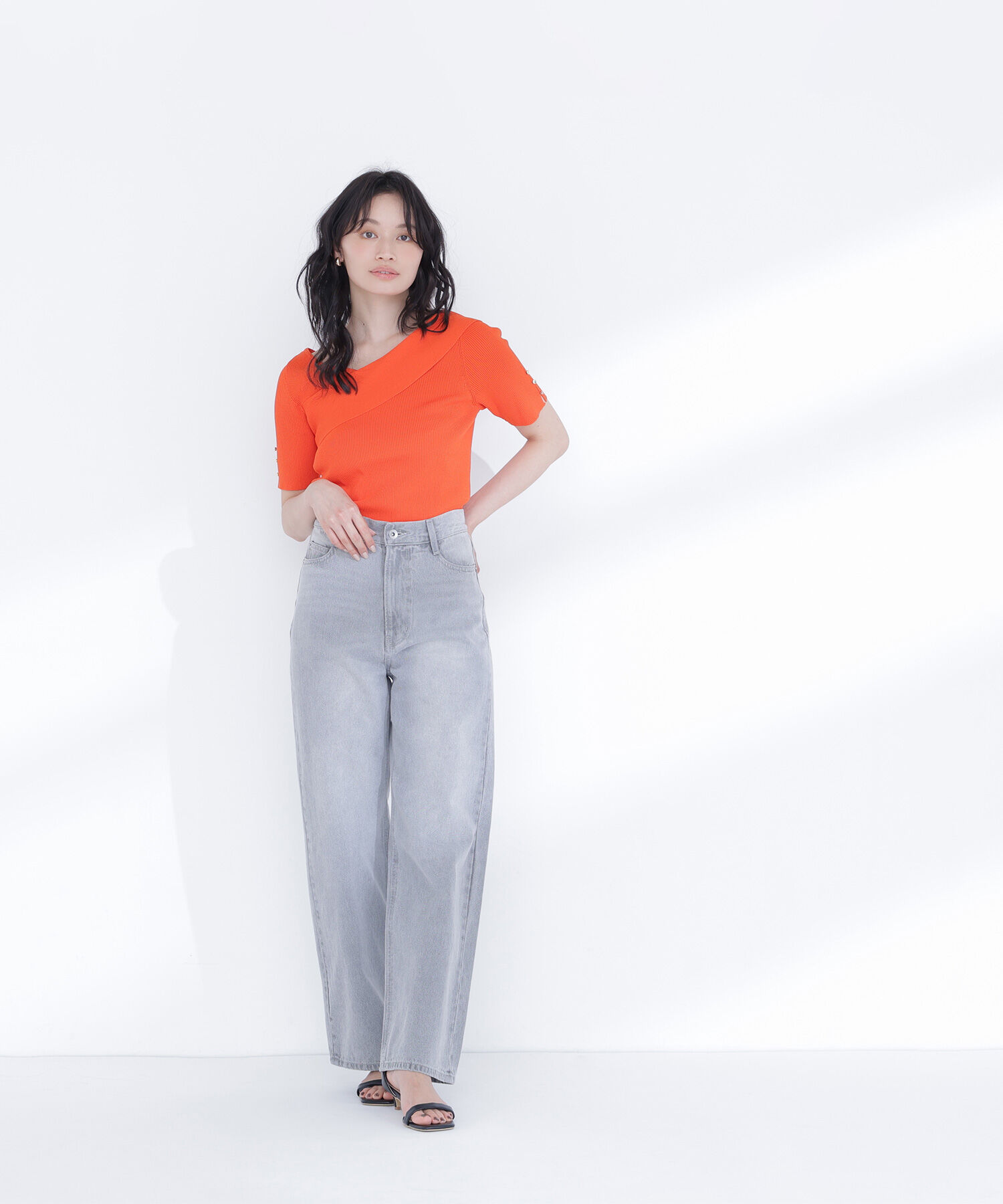  「クロスネックリブニット」|ニット・セーター|