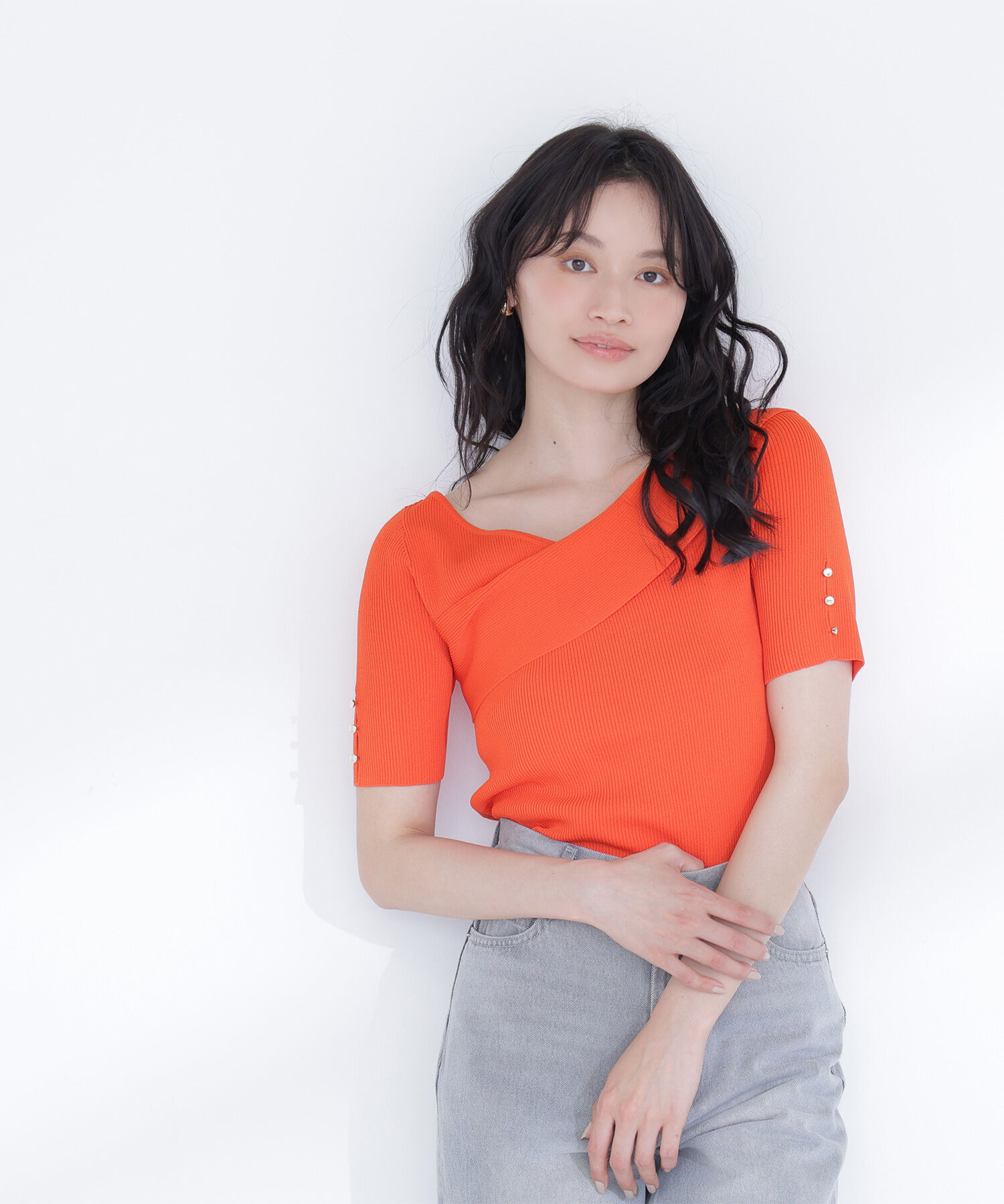  「クロスネックリブニット」|ニット・セーター|