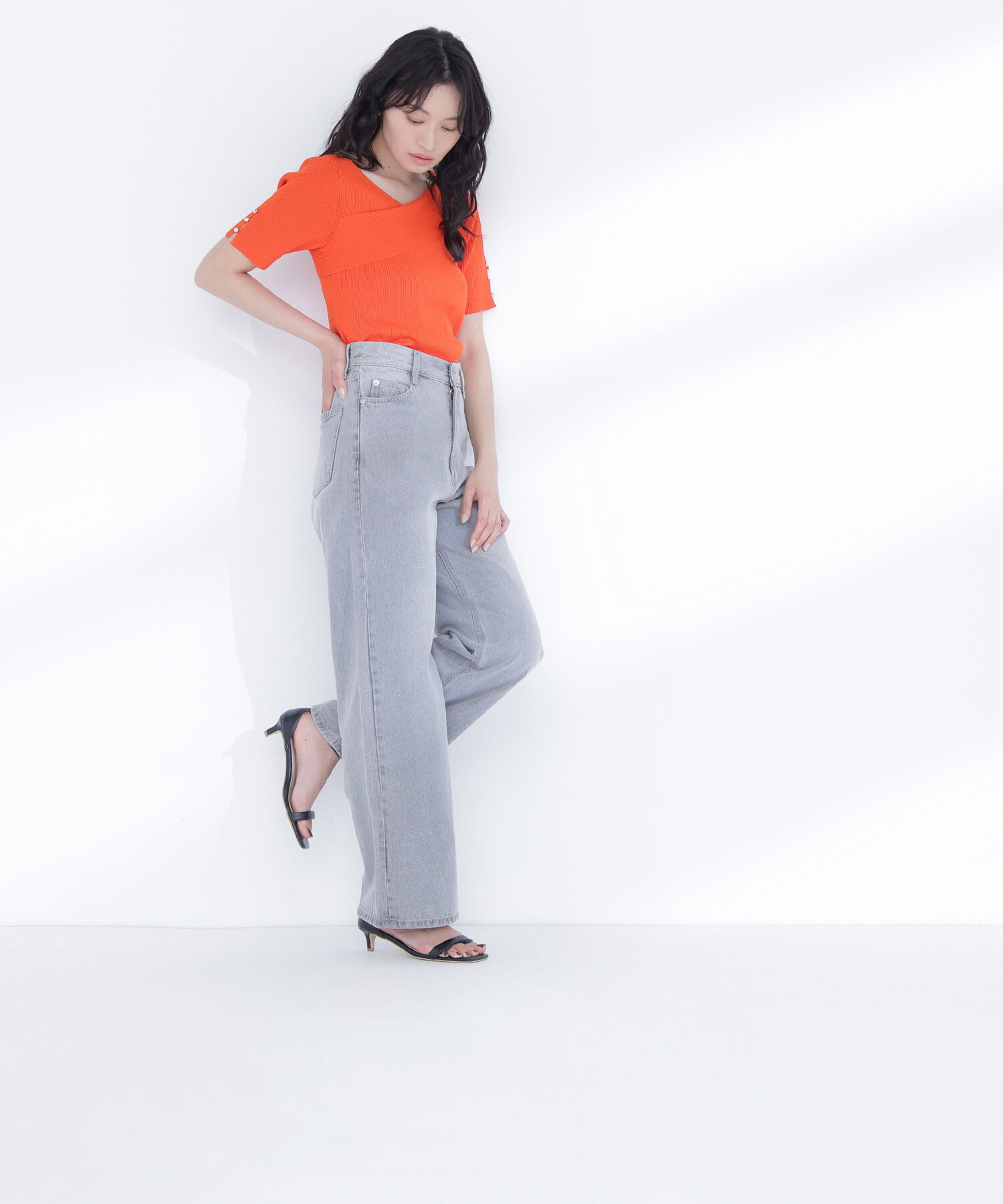  「クロスネックリブニット」|ニット・セーター|