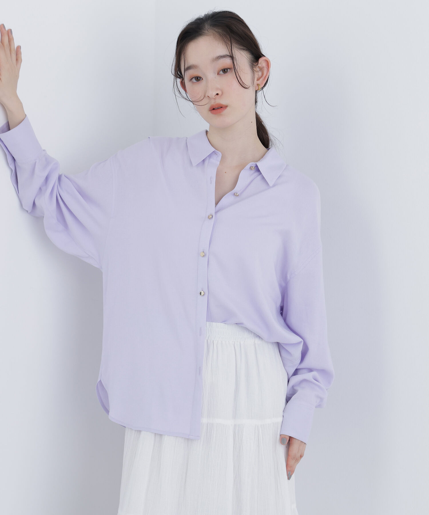  「〈N.〉リネンブレンドシャツ」|シャツ・ブラウス|パープル