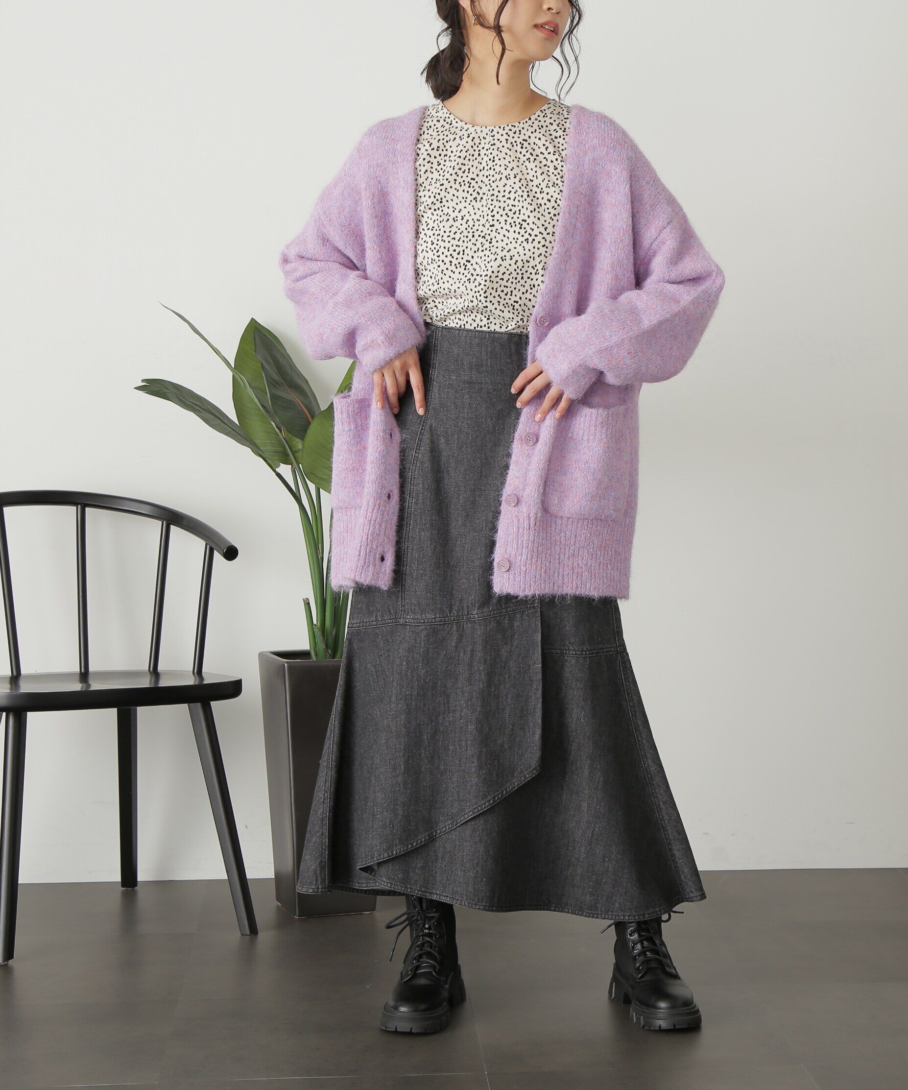  「ウール混リサイクルエコニットカーディガン」|ニット・セーター|