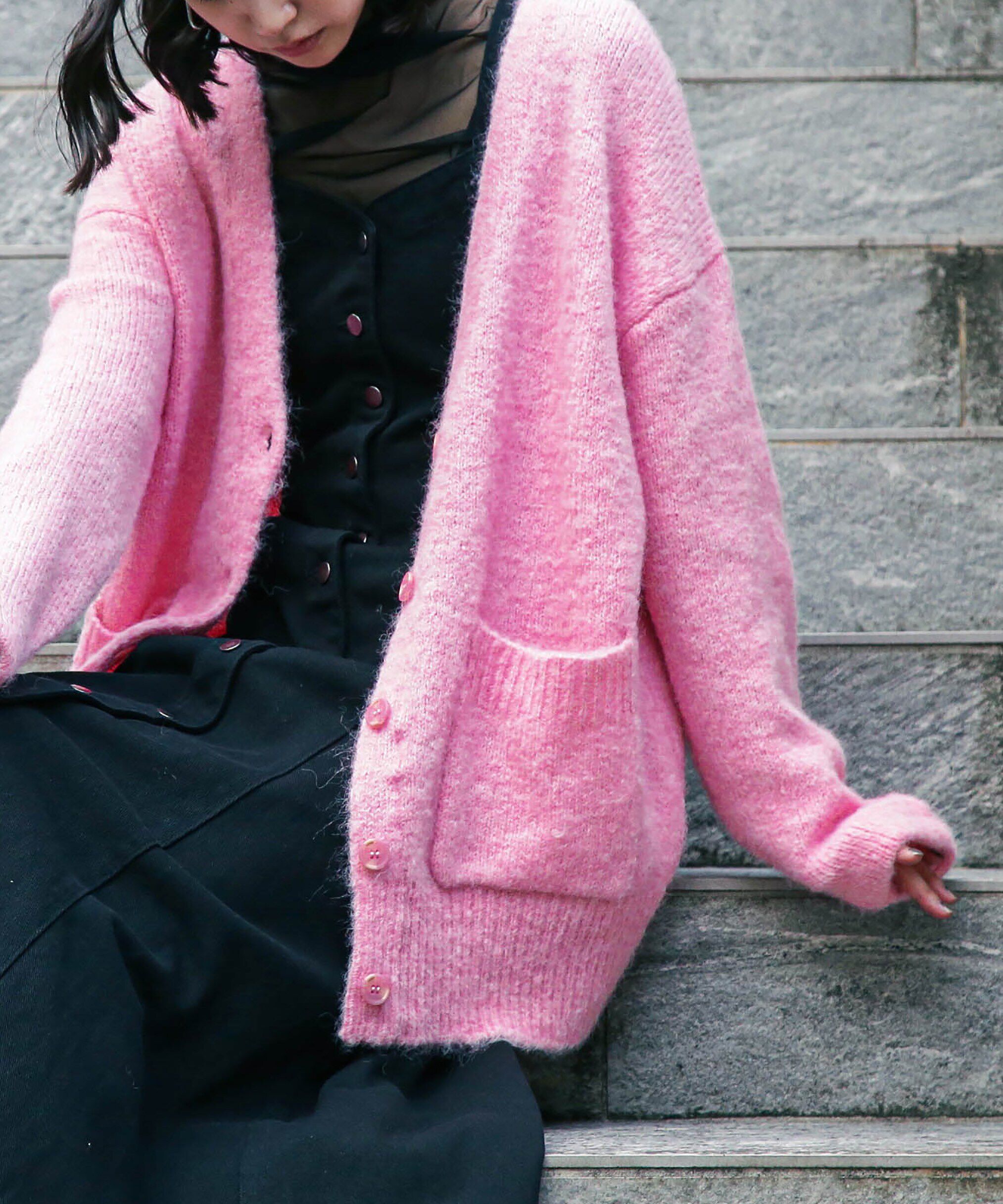  「ウール混リサイクルエコニットカーディガン」|ニット・セーター|