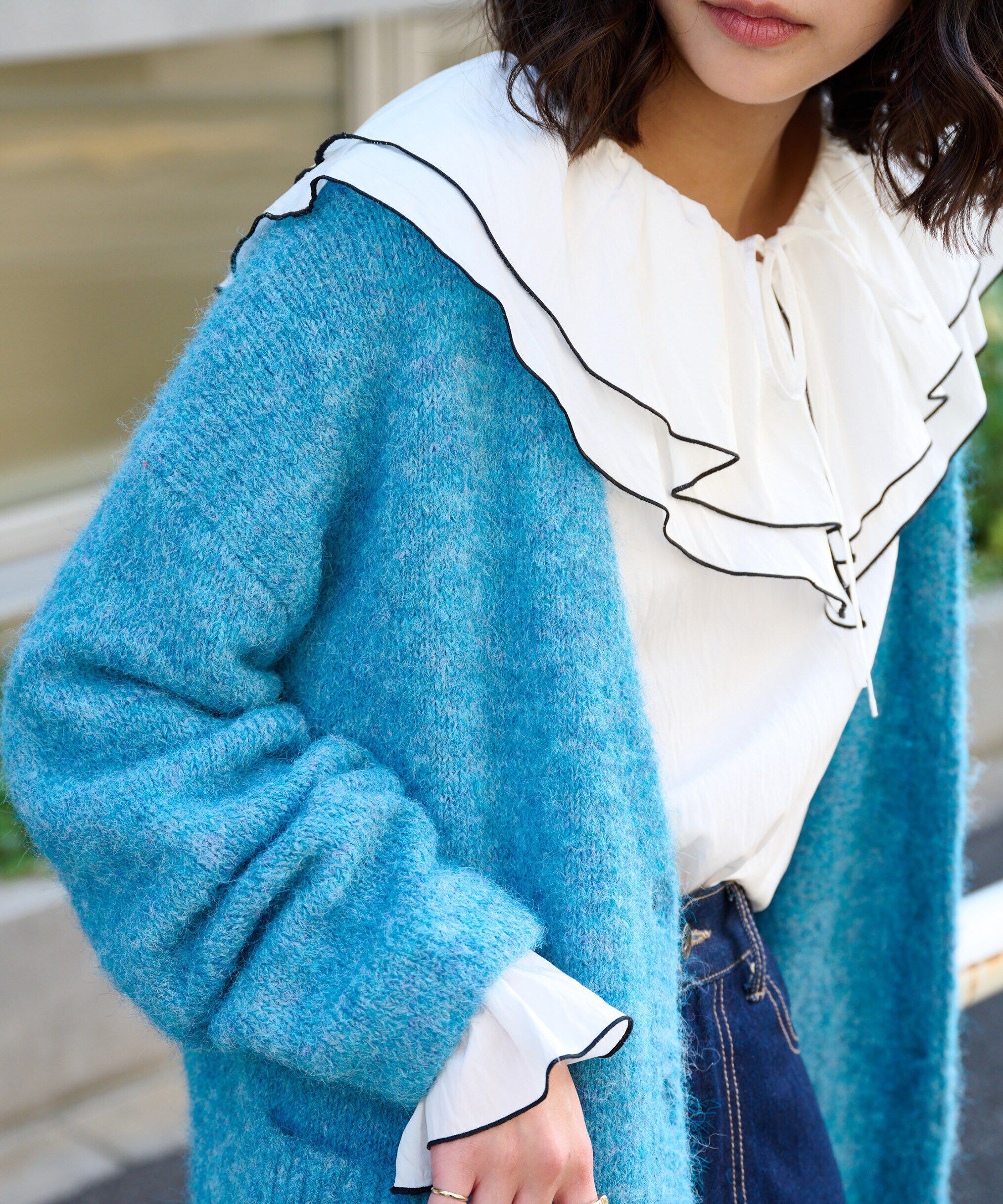  「ウール混リサイクルエコニットカーディガン」|ニット・セーター|