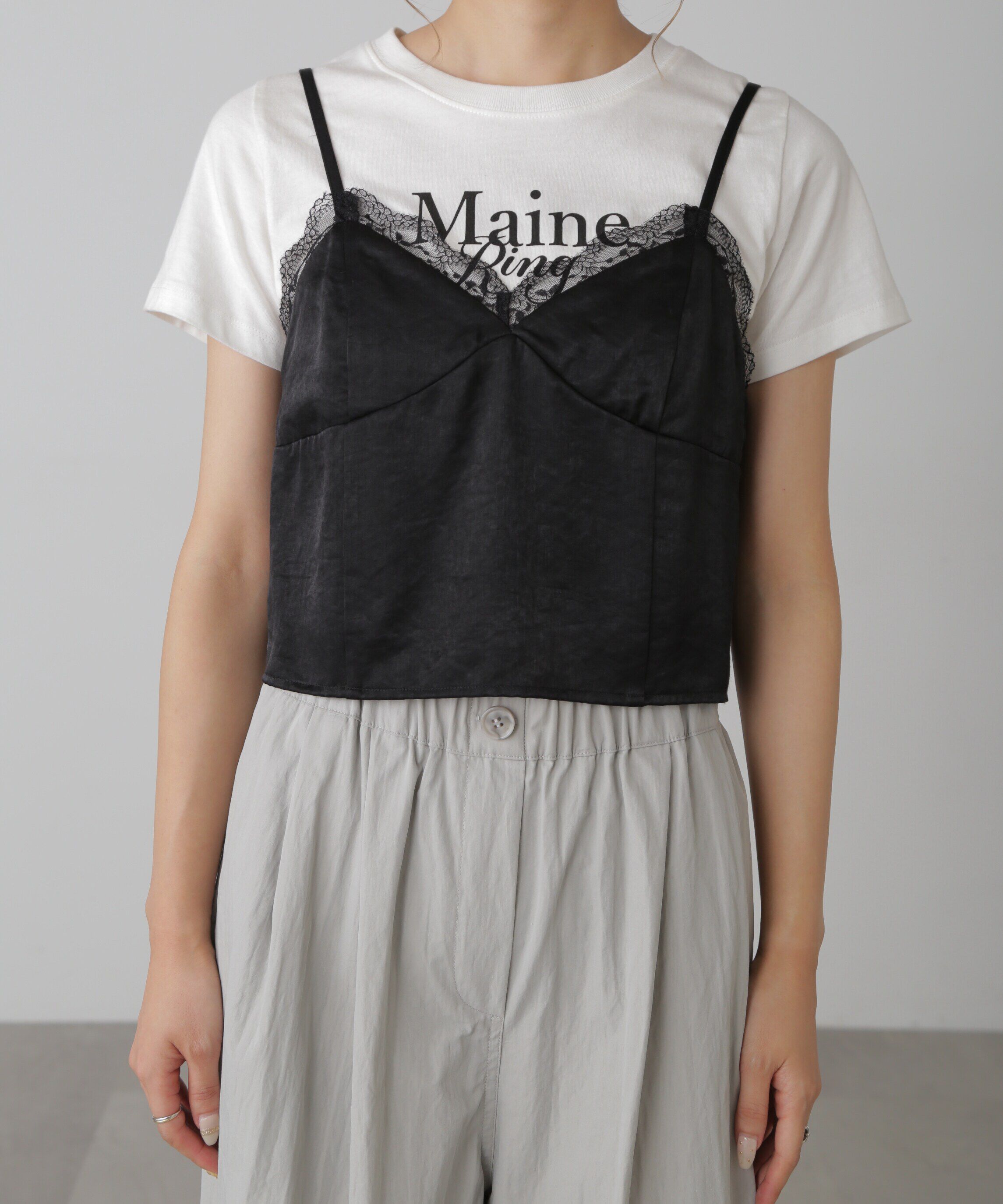  「サテンレースキャミソール」|シャツ・ブラウス|