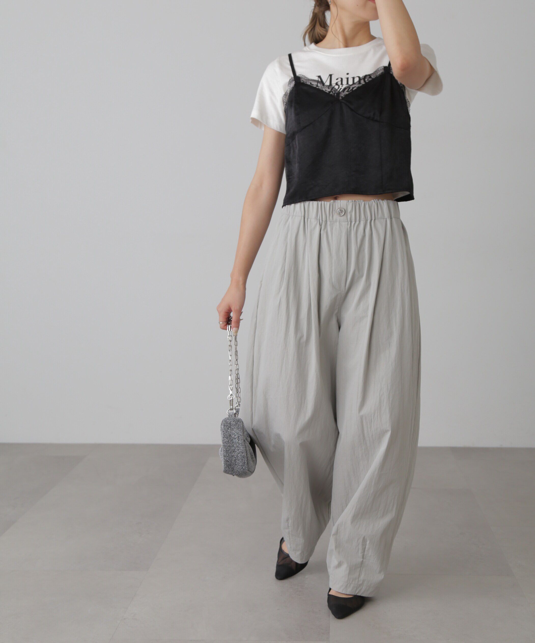  「サテンレースキャミソール」|シャツ・ブラウス|