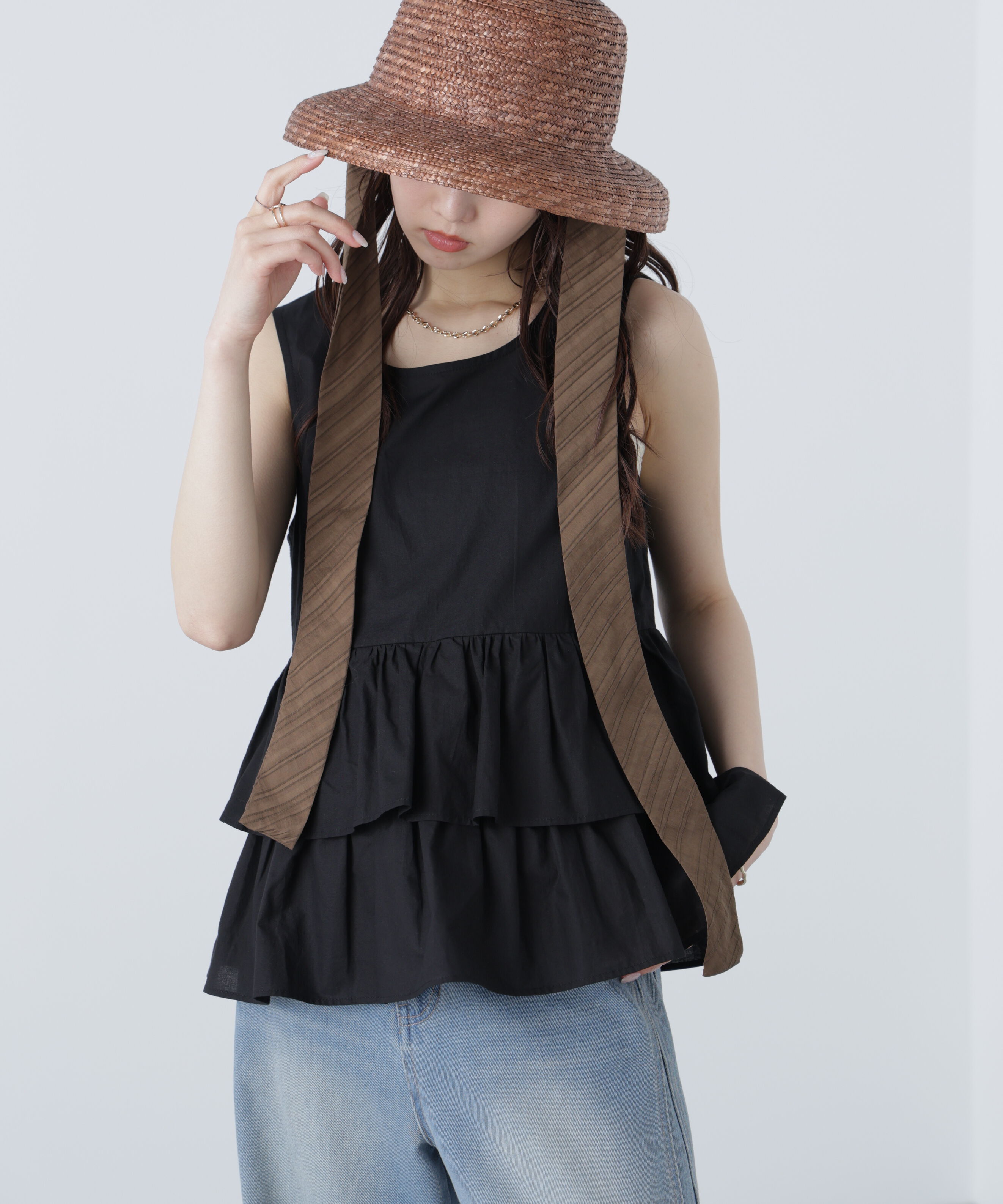  「シアーノースリーブティアードブラウス」|シャツ・ブラウス|