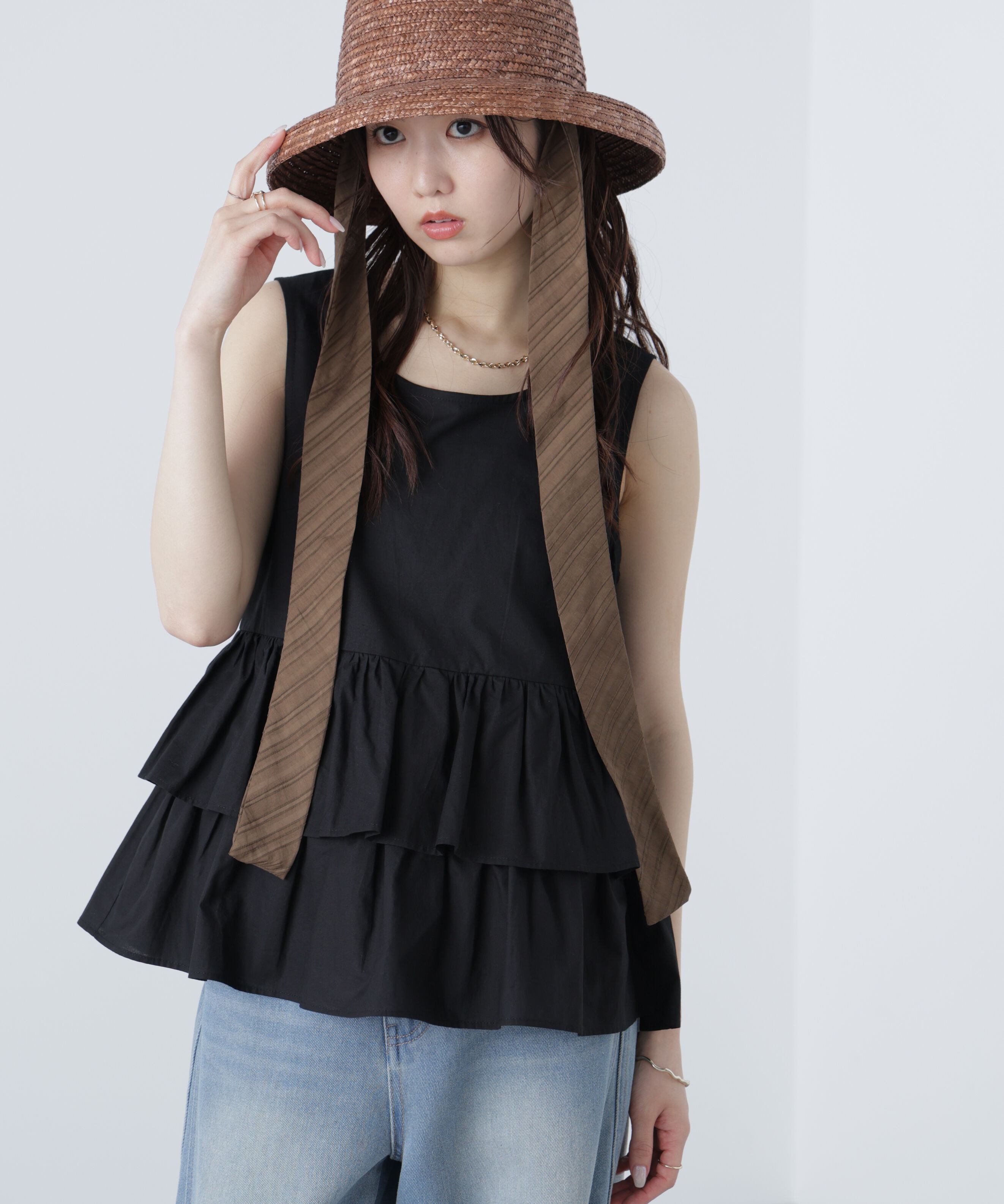  「シアーノースリーブティアードブラウス」|シャツ・ブラウス|