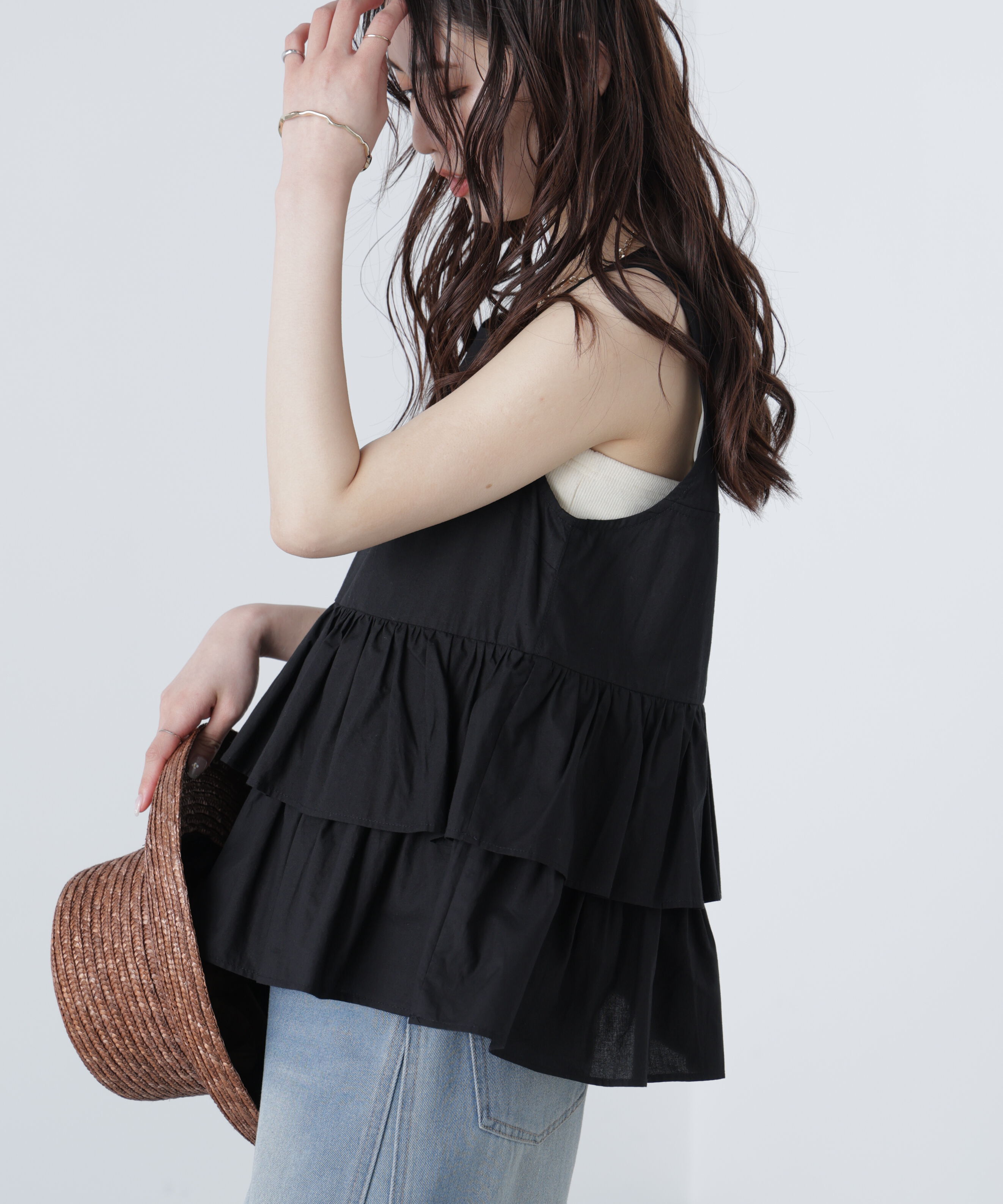  「シアーノースリーブティアードブラウス」|シャツ・ブラウス|