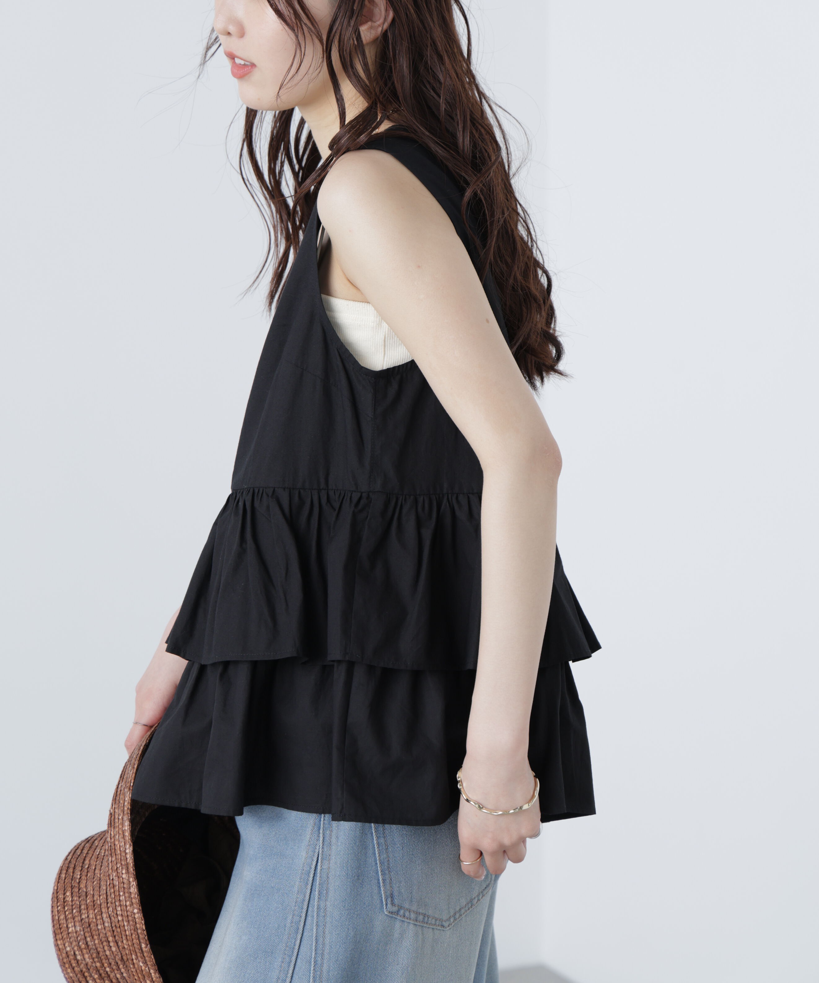  「シアーノースリーブティアードブラウス」|シャツ・ブラウス|