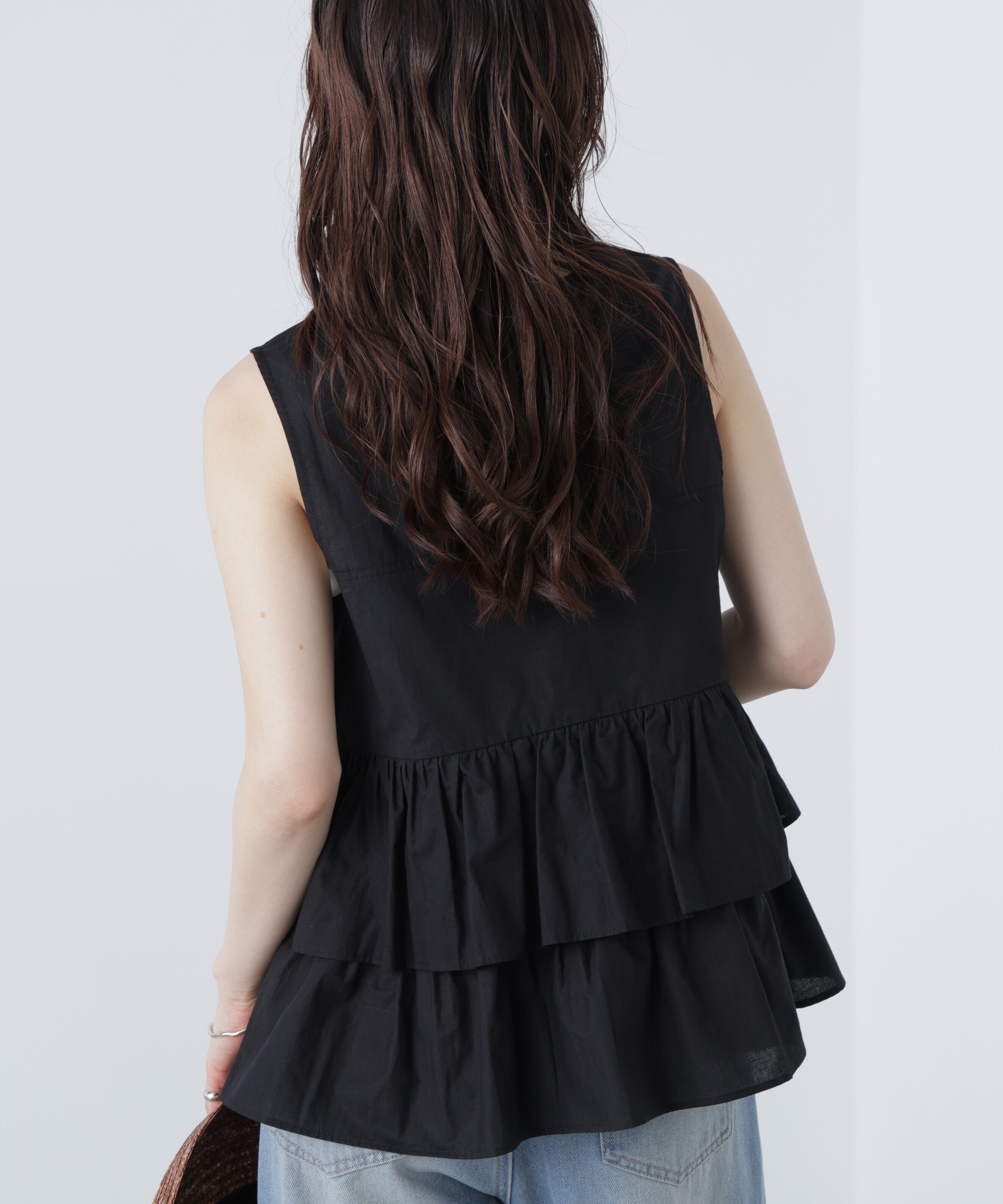  「シアーノースリーブティアードブラウス」|シャツ・ブラウス|