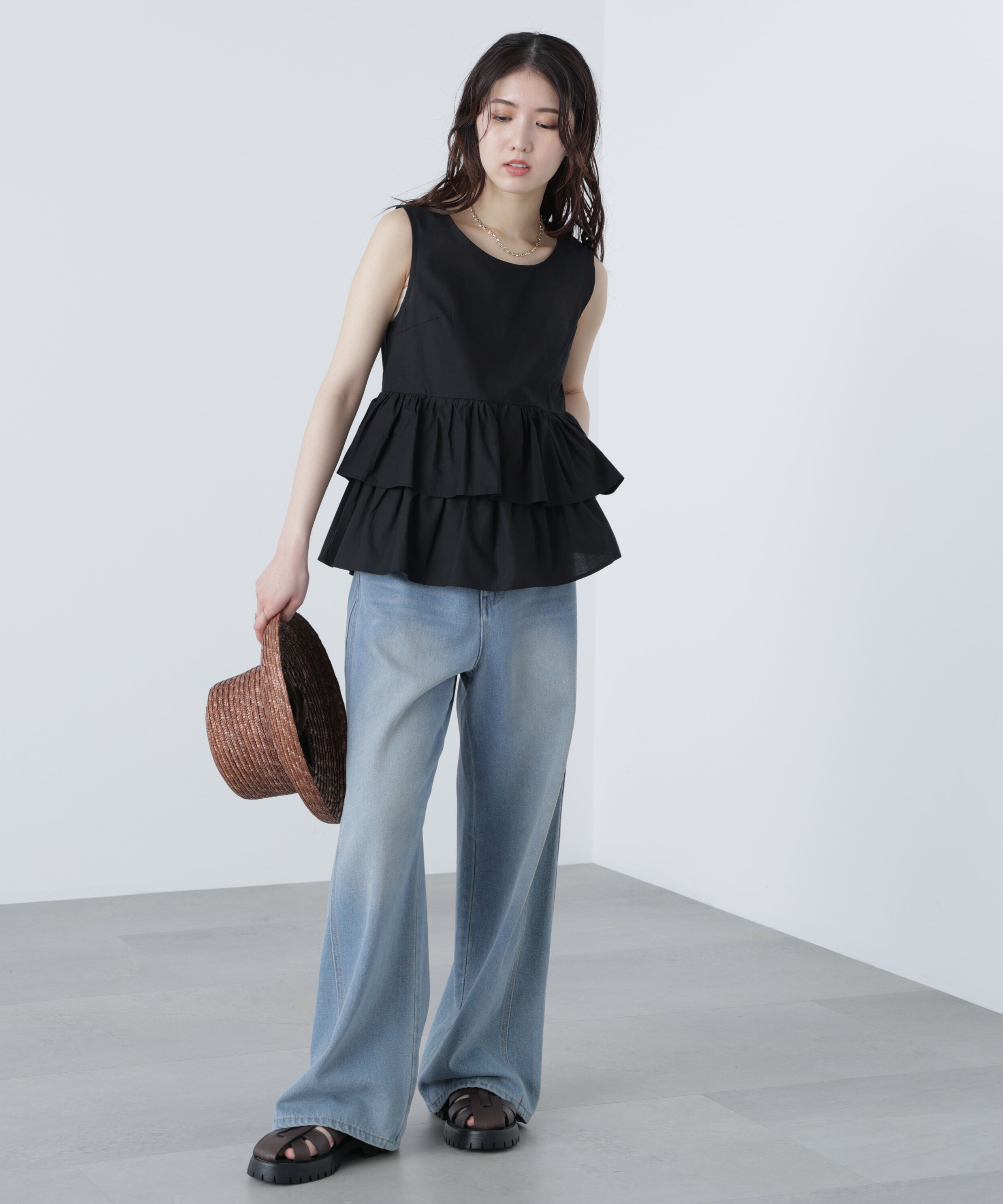  「シアーノースリーブティアードブラウス」|シャツ・ブラウス|