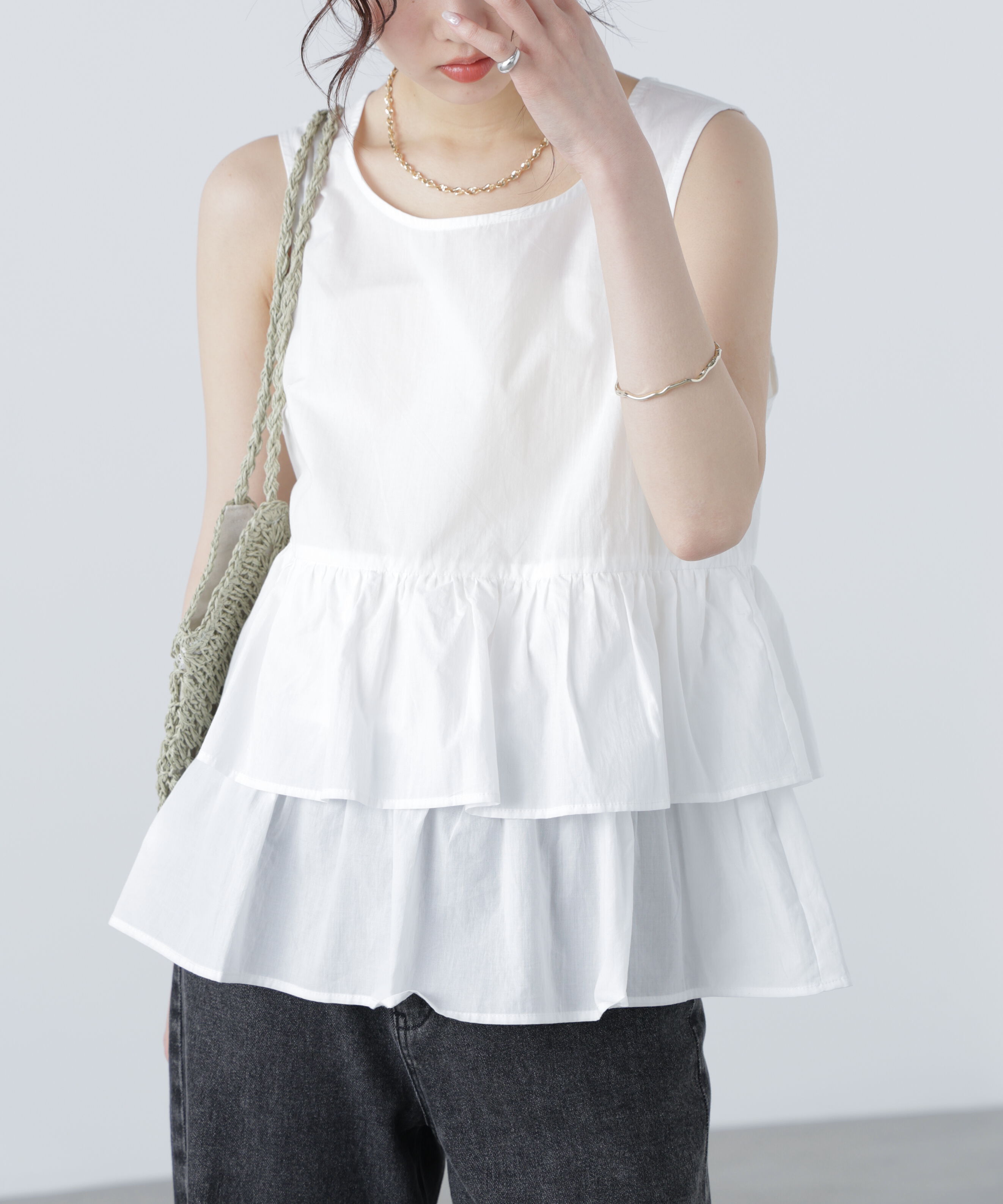  「シアーノースリーブティアードブラウス」|シャツ・ブラウス|