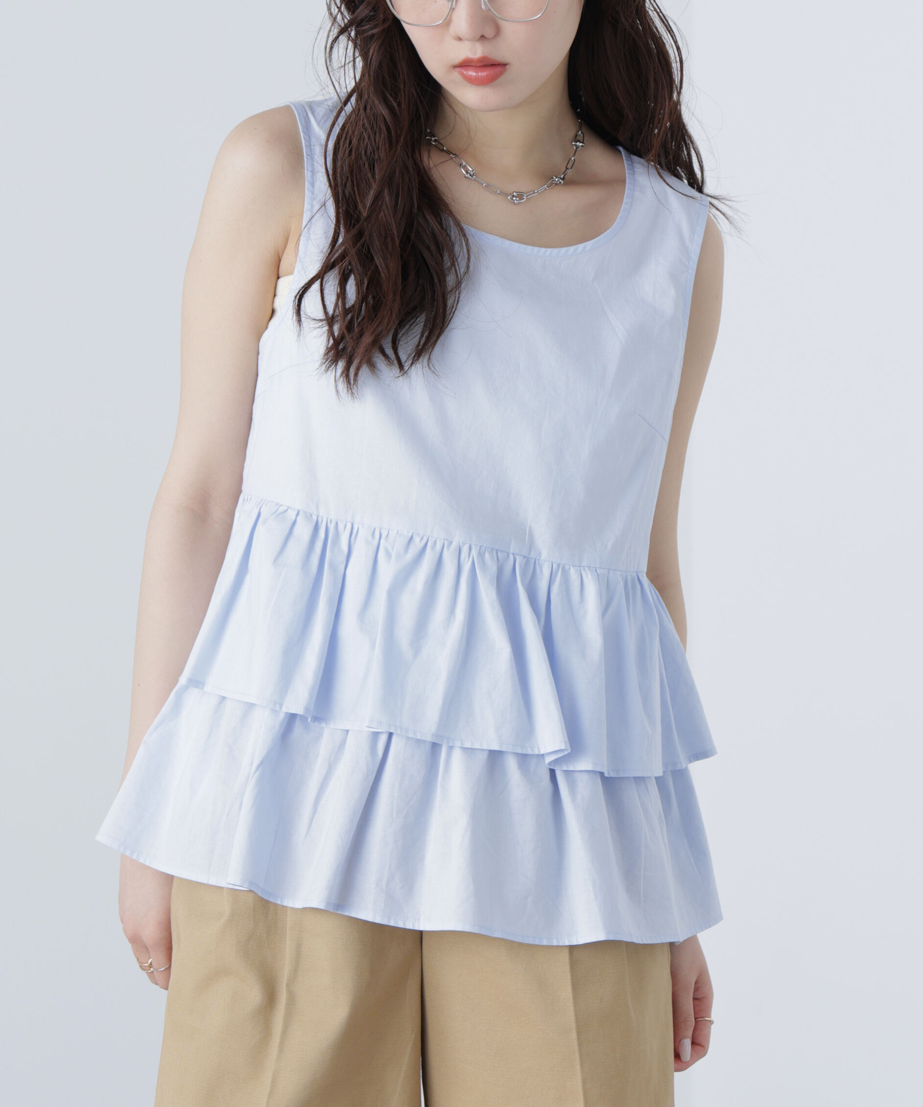  「シアーノースリーブティアードブラウス」|シャツ・ブラウス|