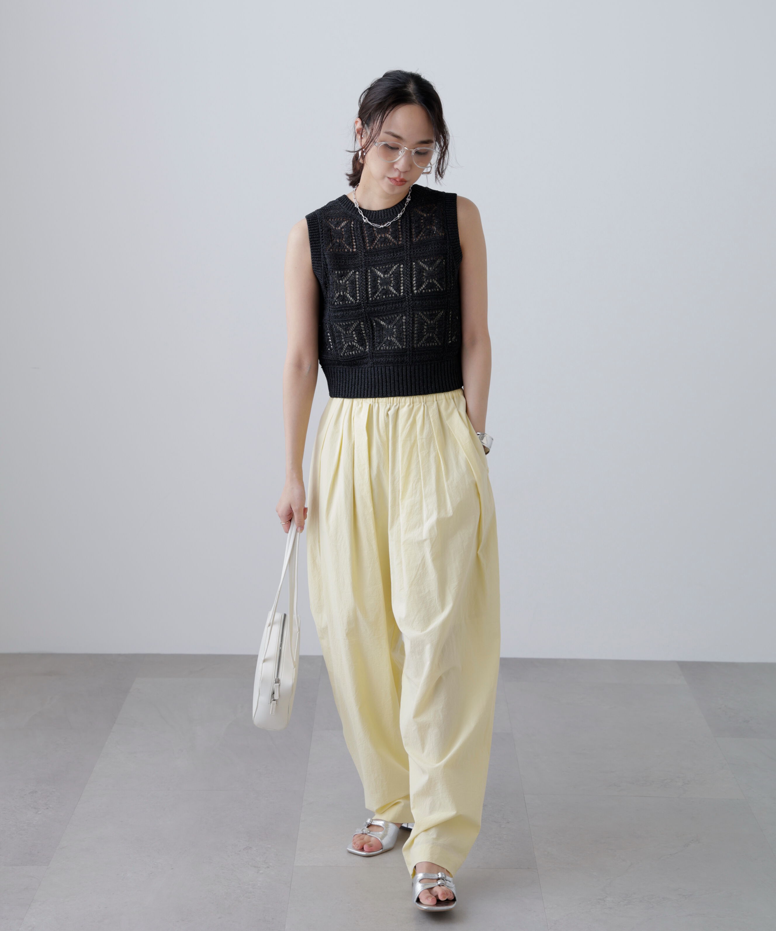  「前後2wayクロッシェニットベスト」|ニット・セーター|