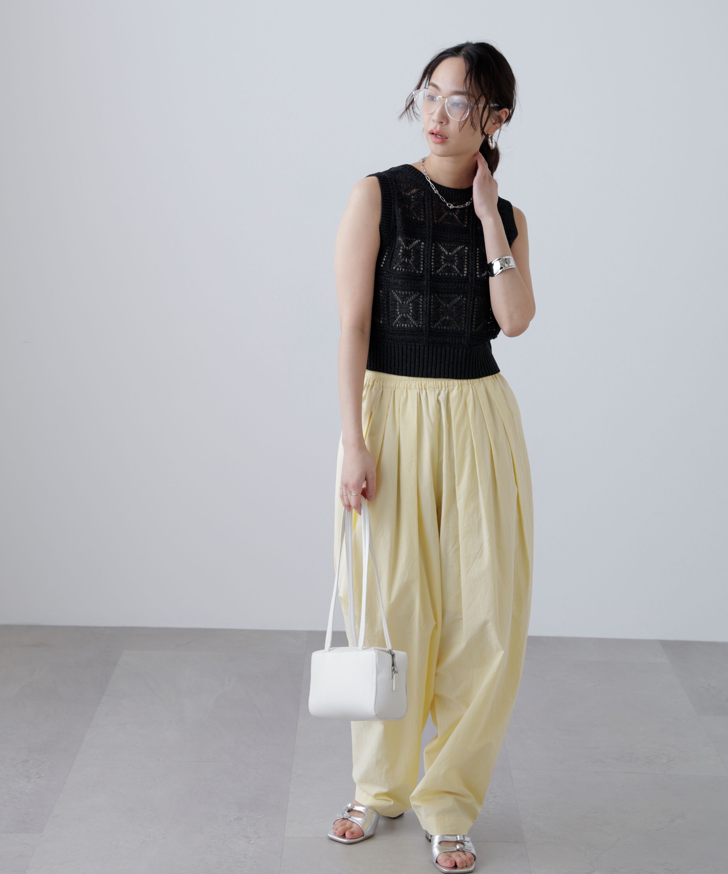  「前後2wayクロッシェニットベスト」|ニット・セーター|