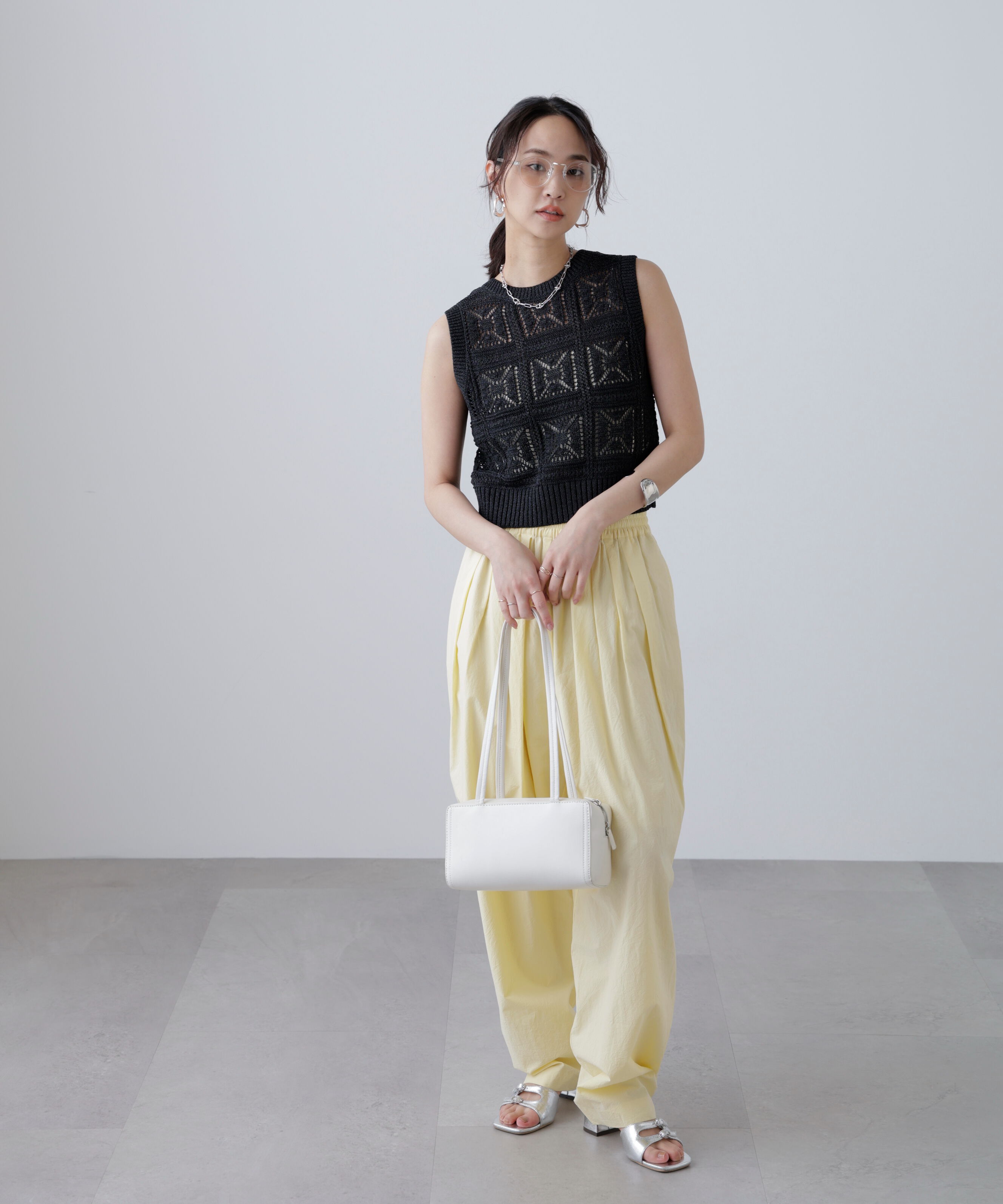  「前後2wayクロッシェニットベスト」|ニット・セーター|