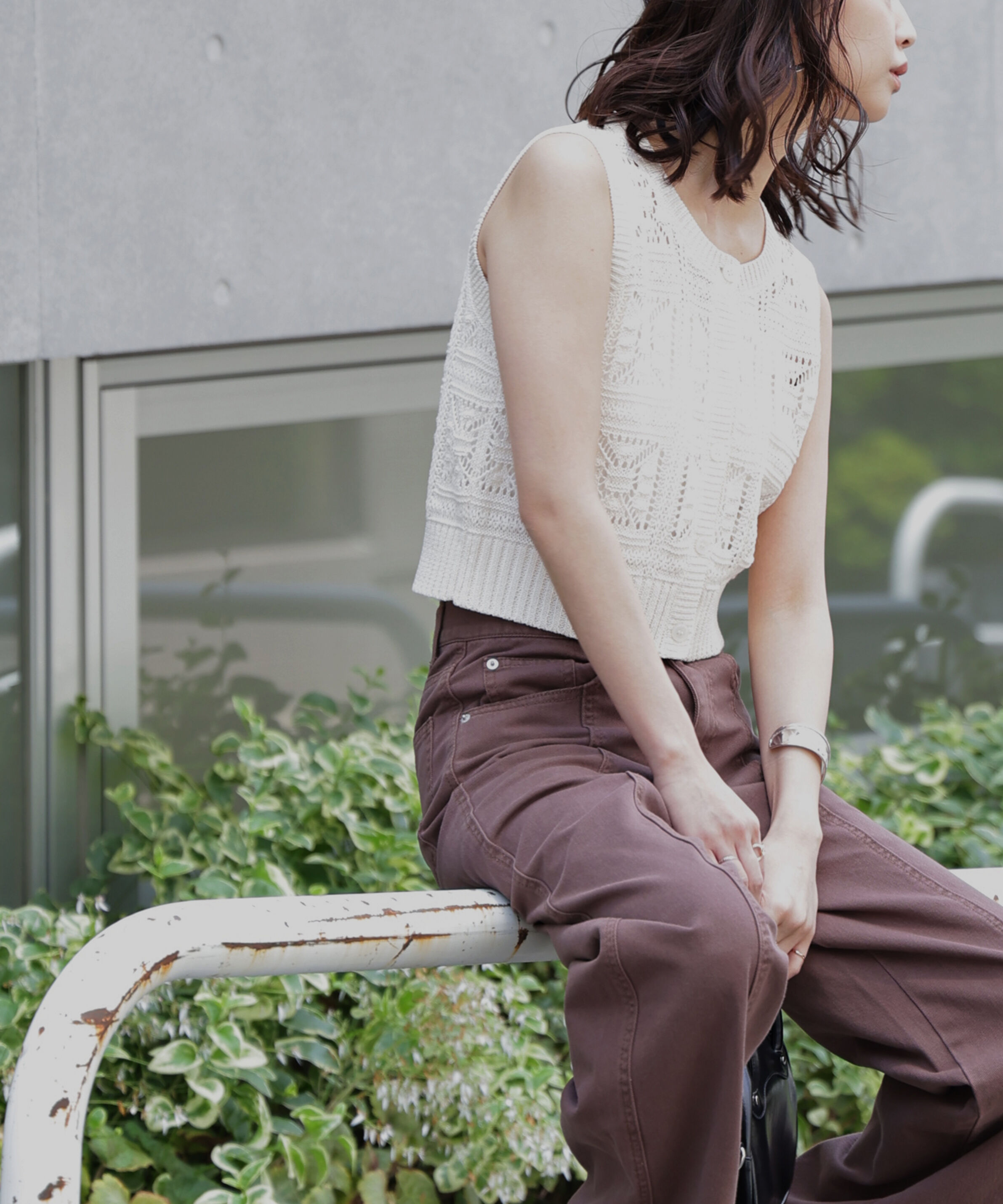  「前後2wayクロッシェニットベスト」|ニット・セーター|