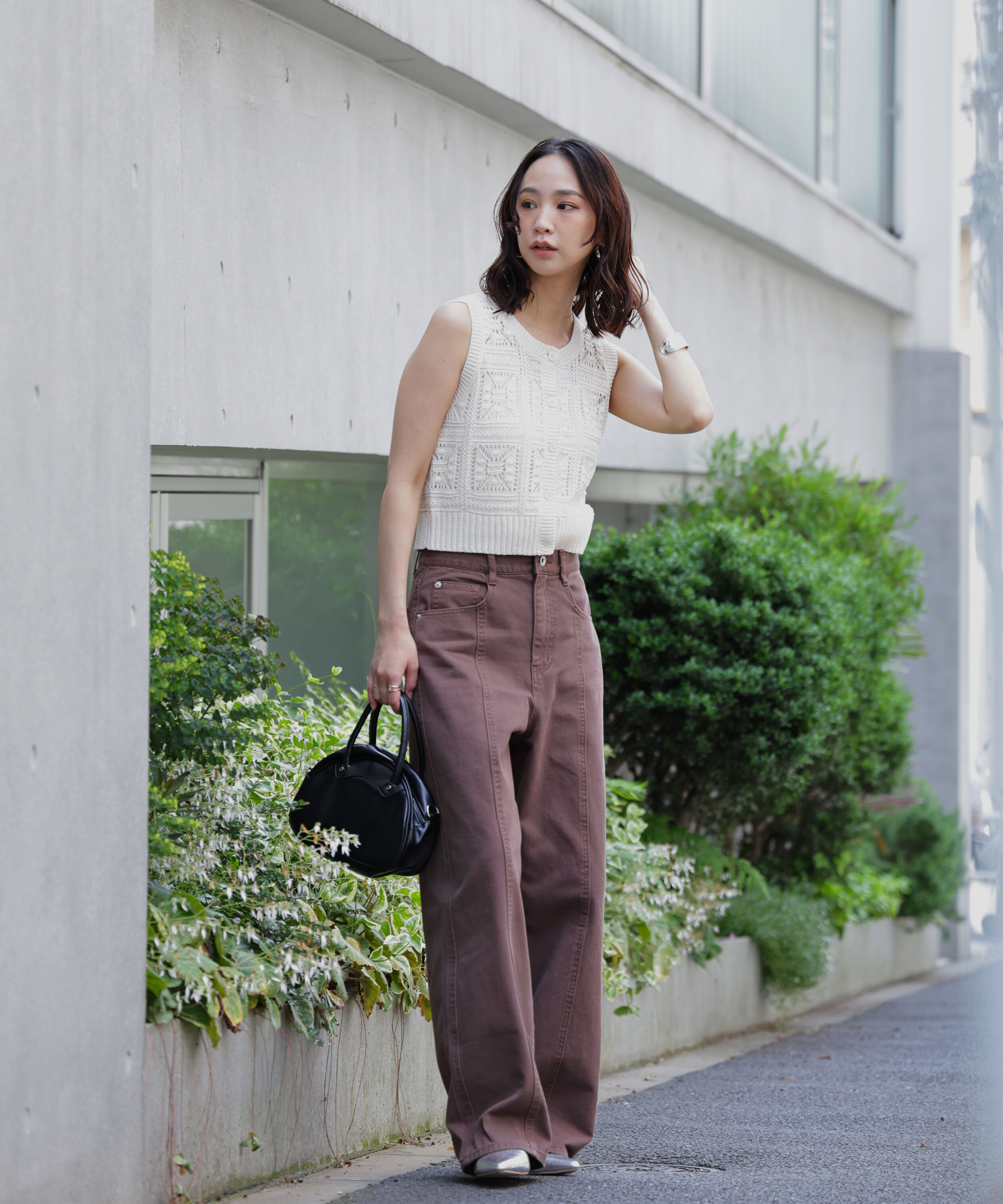  「前後2wayクロッシェニットベスト」|ニット・セーター|