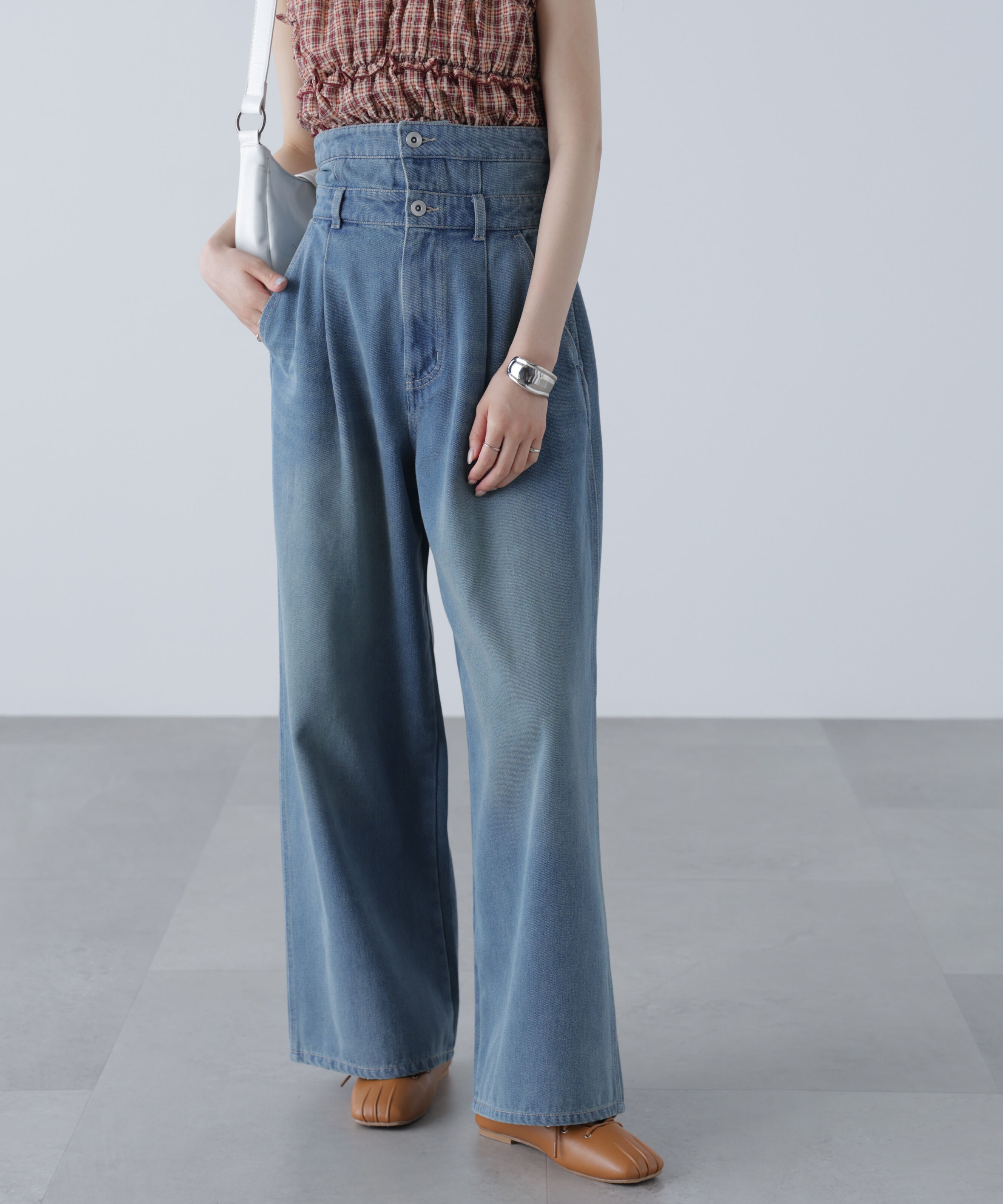  「折り返しハイウエストデニムパンツ」|その他|