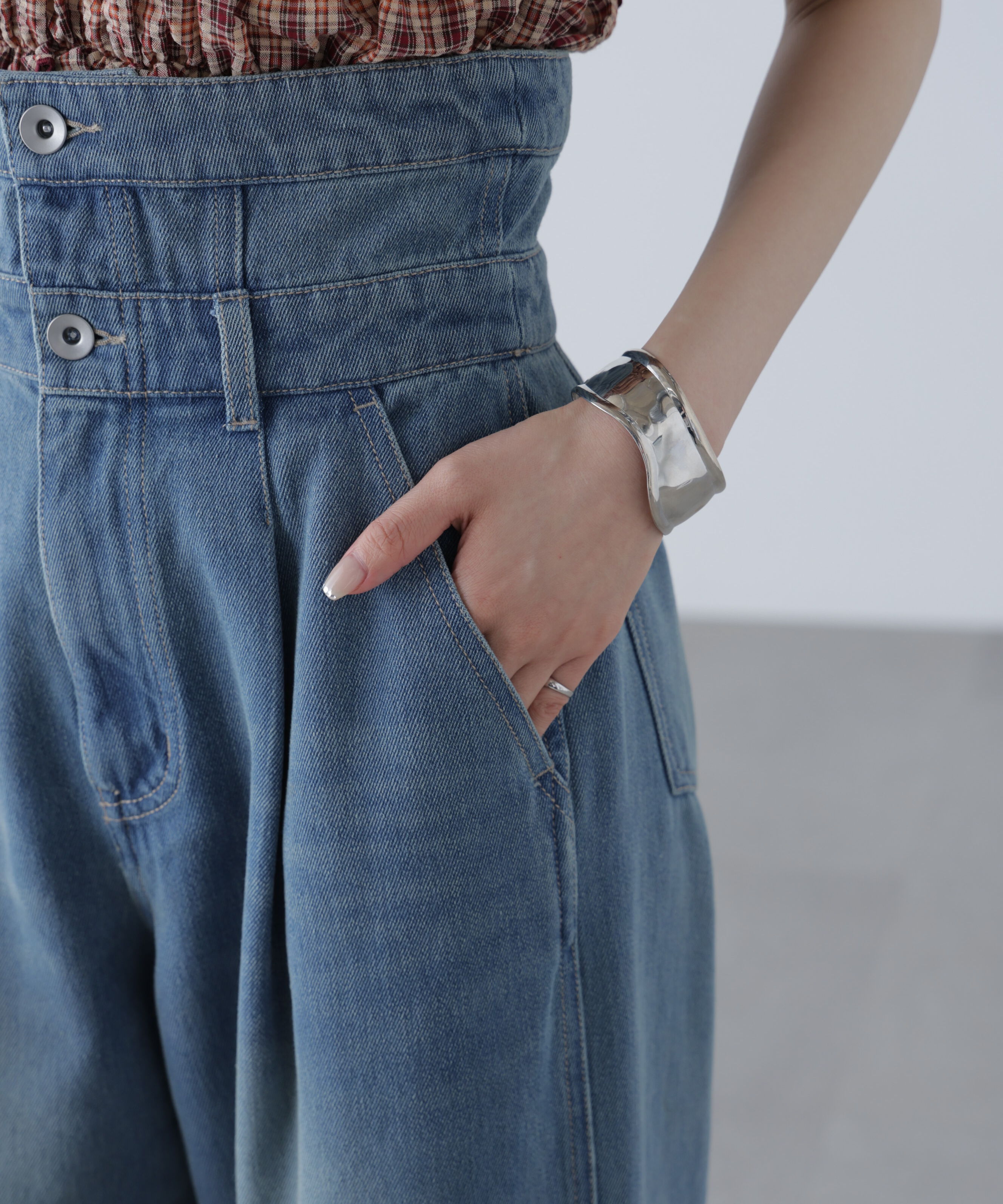  「折り返しハイウエストデニムパンツ」|その他|