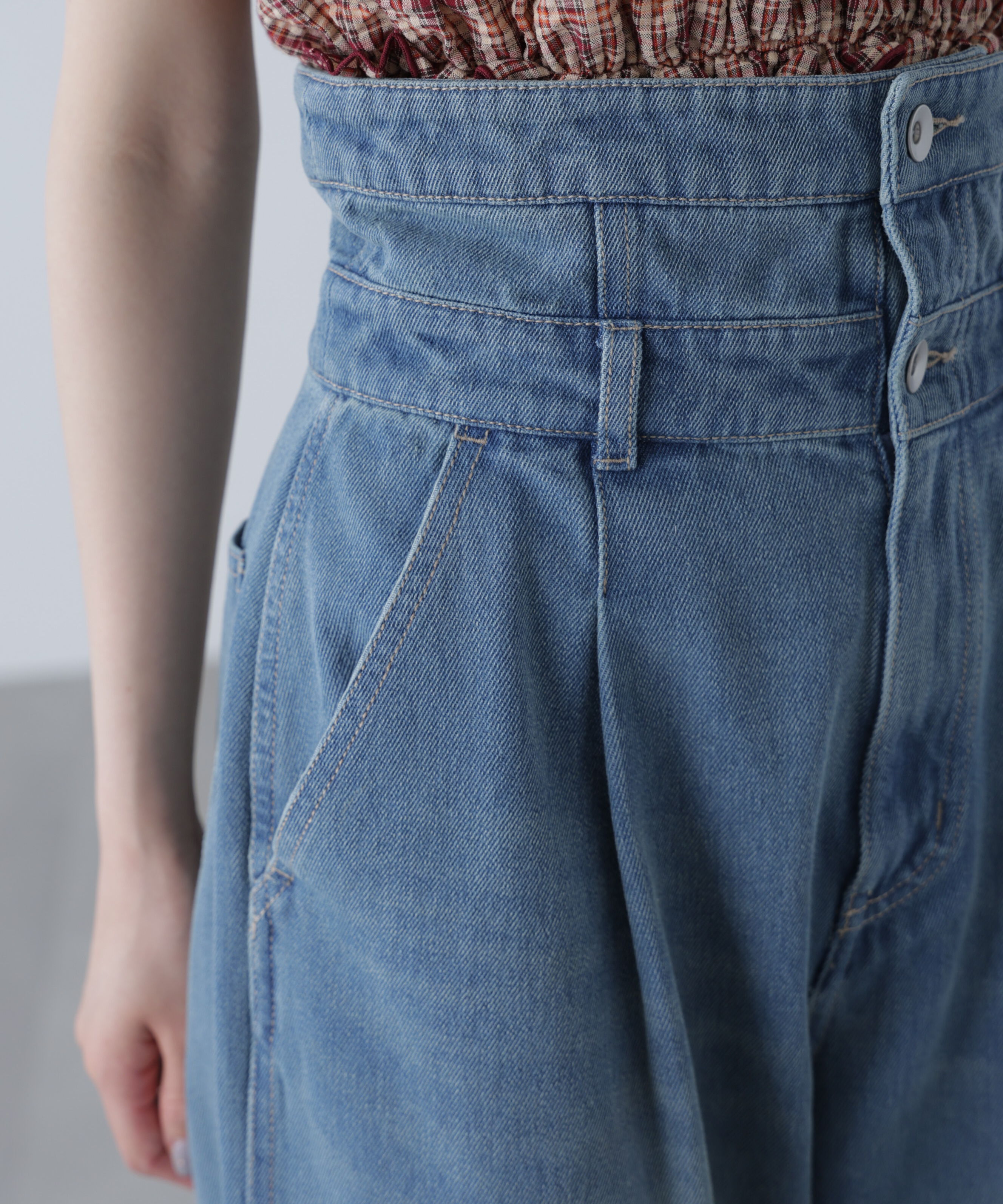  「折り返しハイウエストデニムパンツ」|その他|