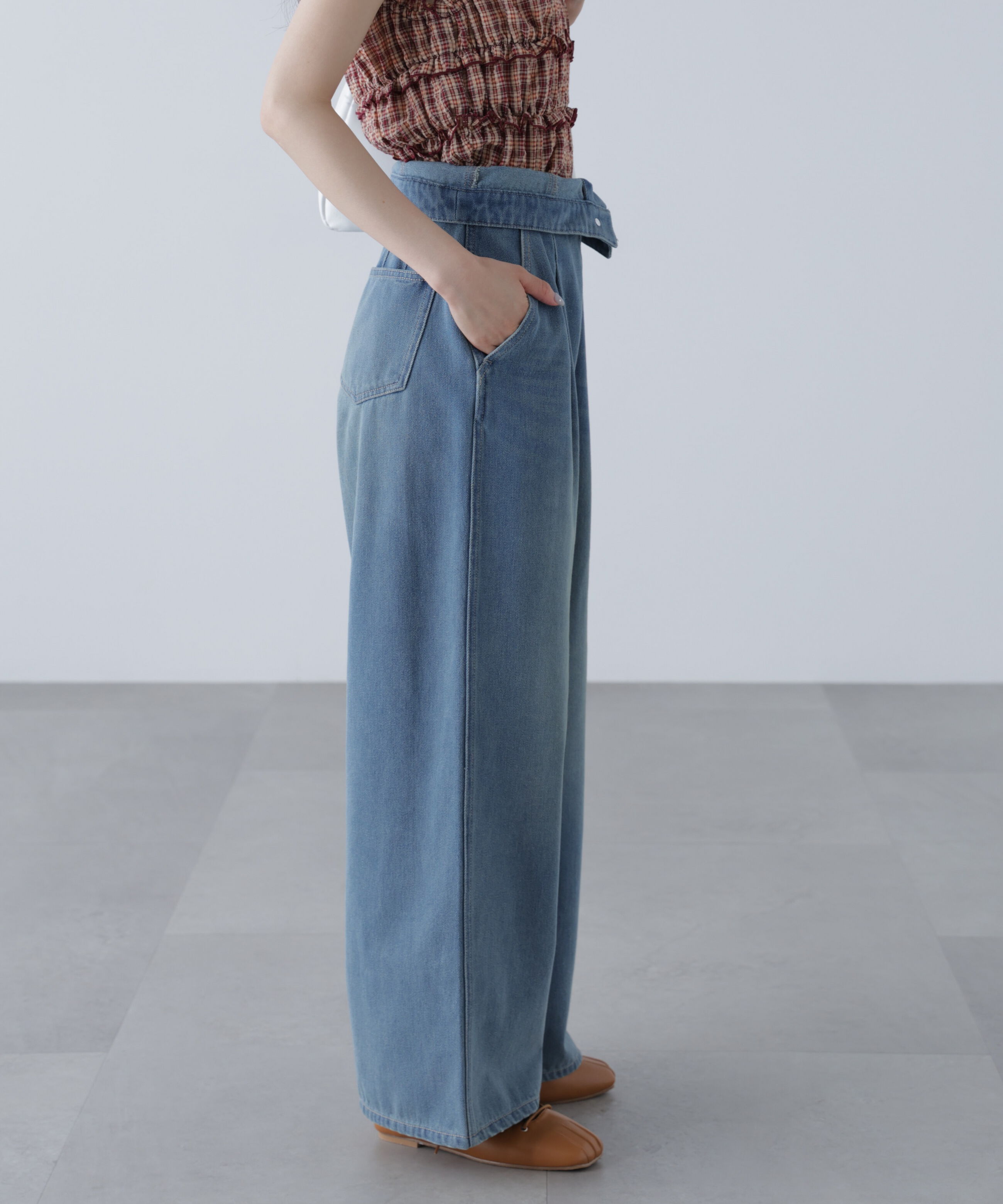  「折り返しハイウエストデニムパンツ」|その他|