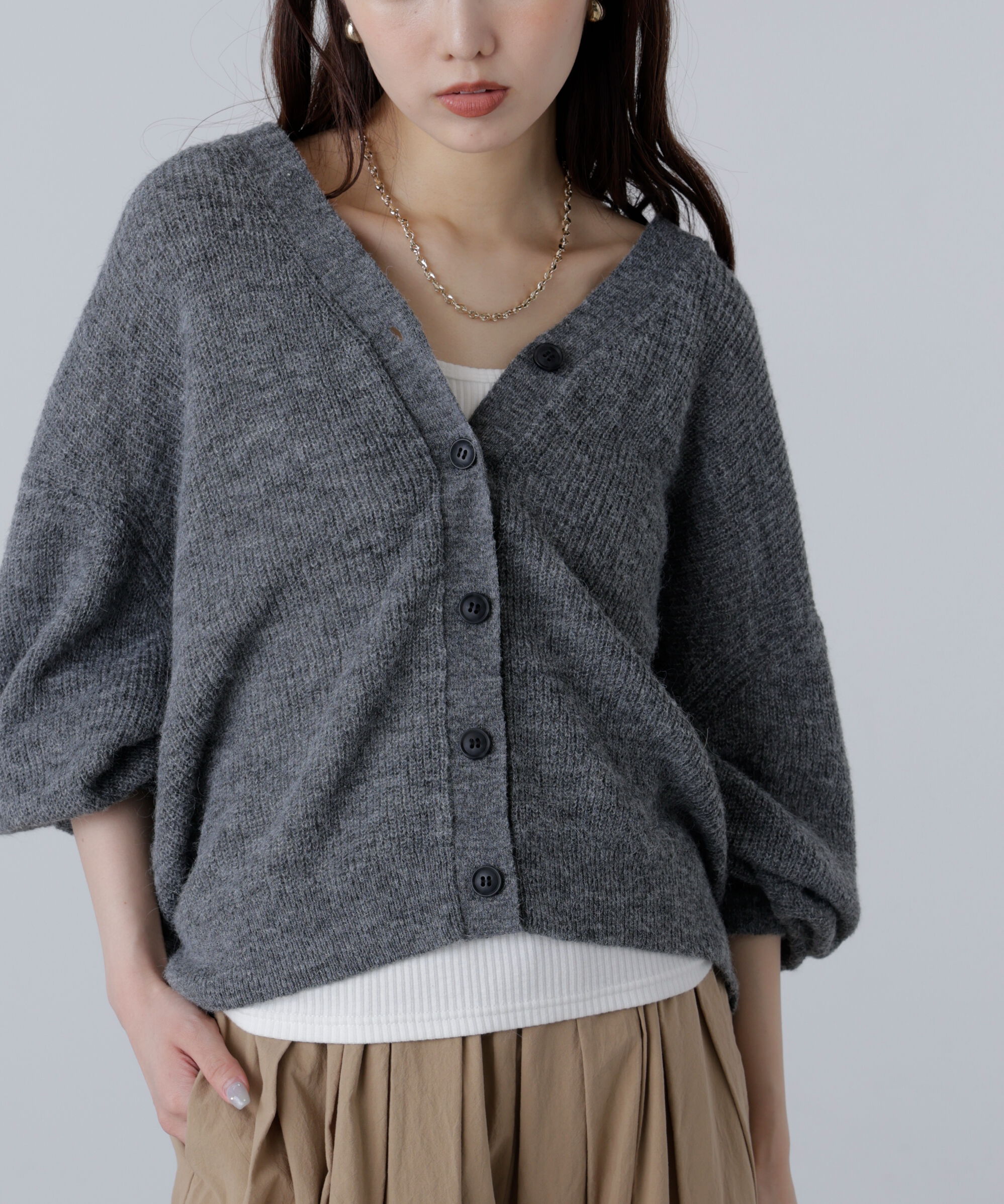  「5GモヘヤタッチVネックカーディガン」|ニット・セーター|