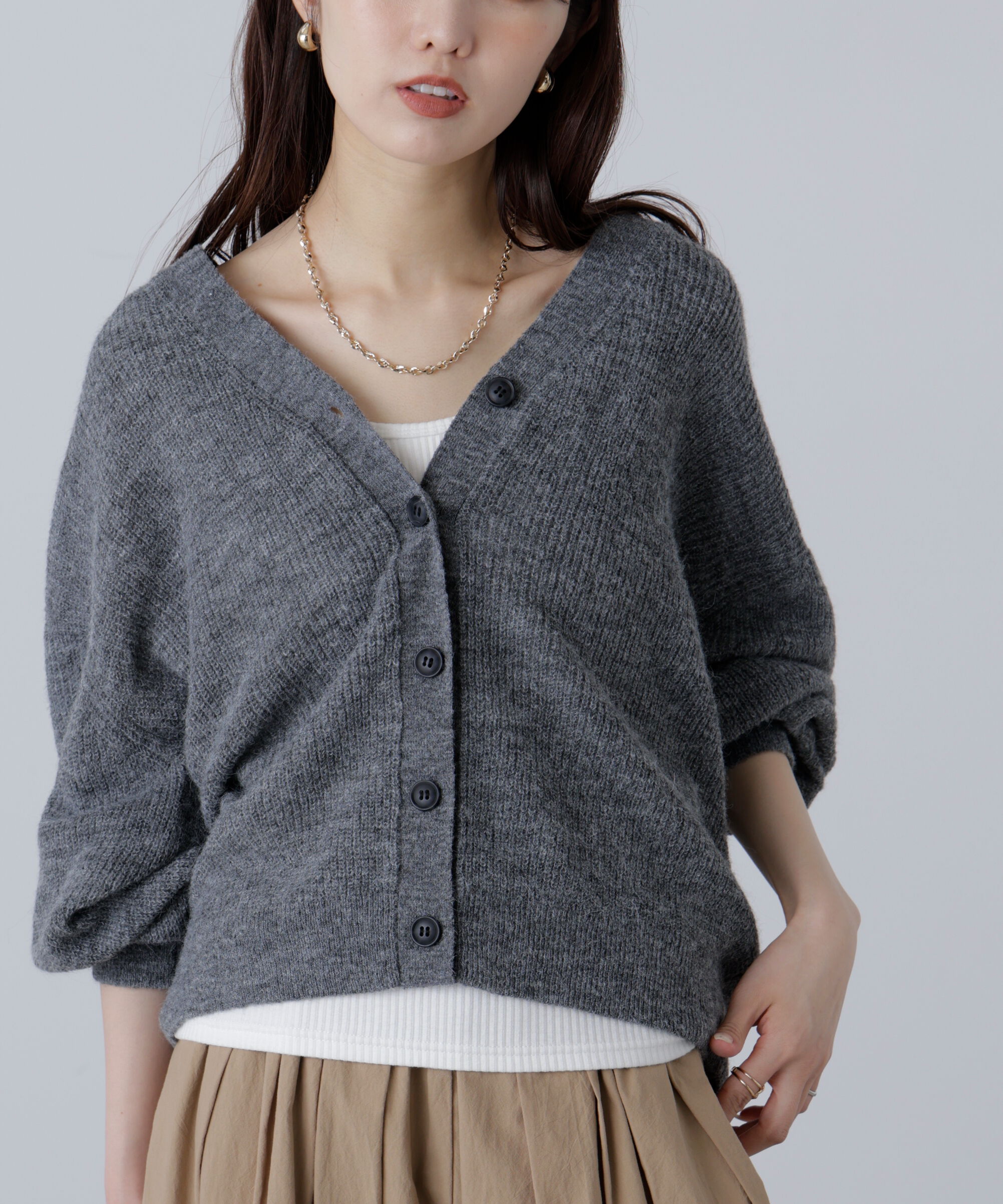  「5GモヘヤタッチVネックカーディガン」|ニット・セーター|