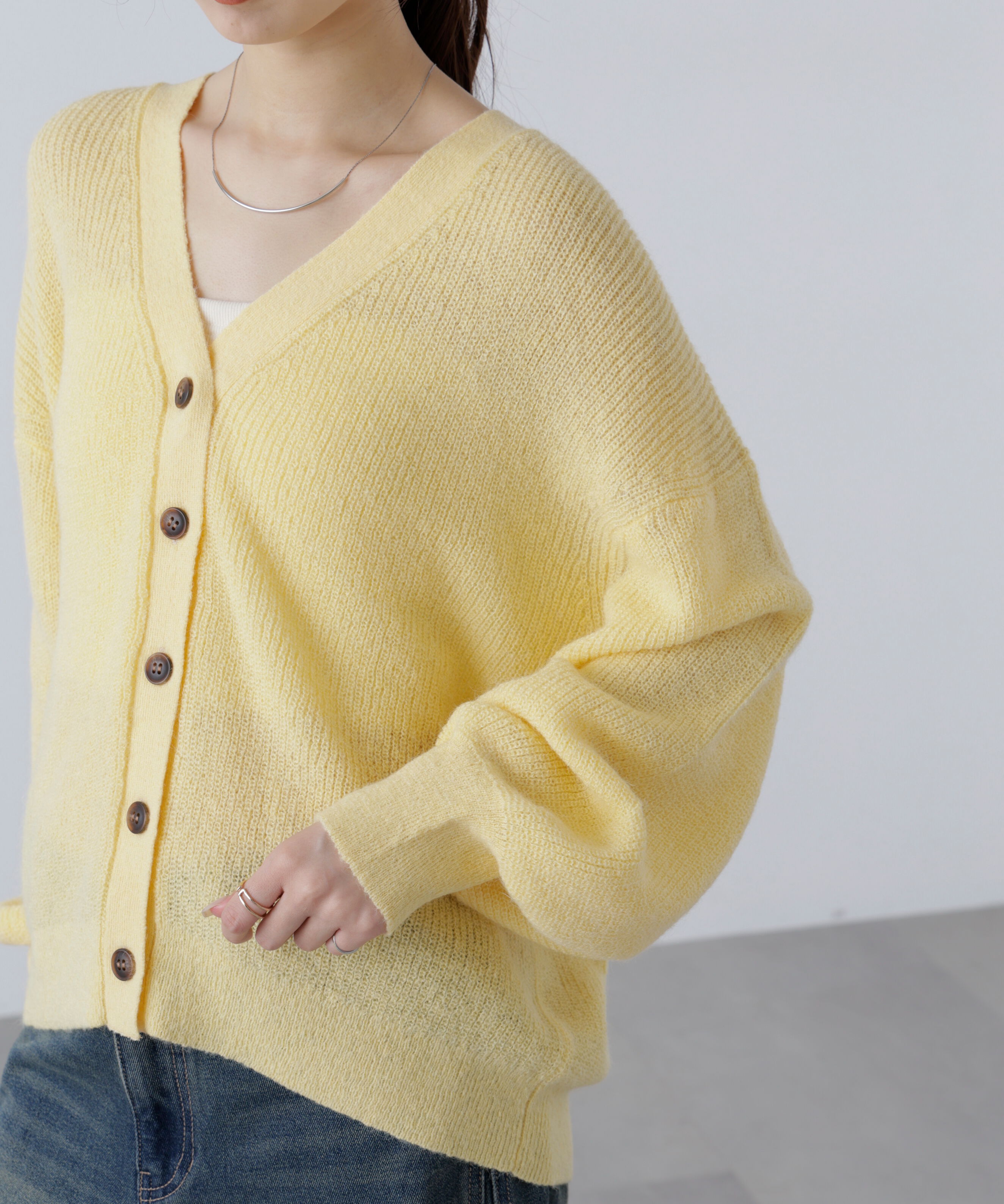  「5GモヘヤタッチVネックカーディガン」|ニット・セーター|