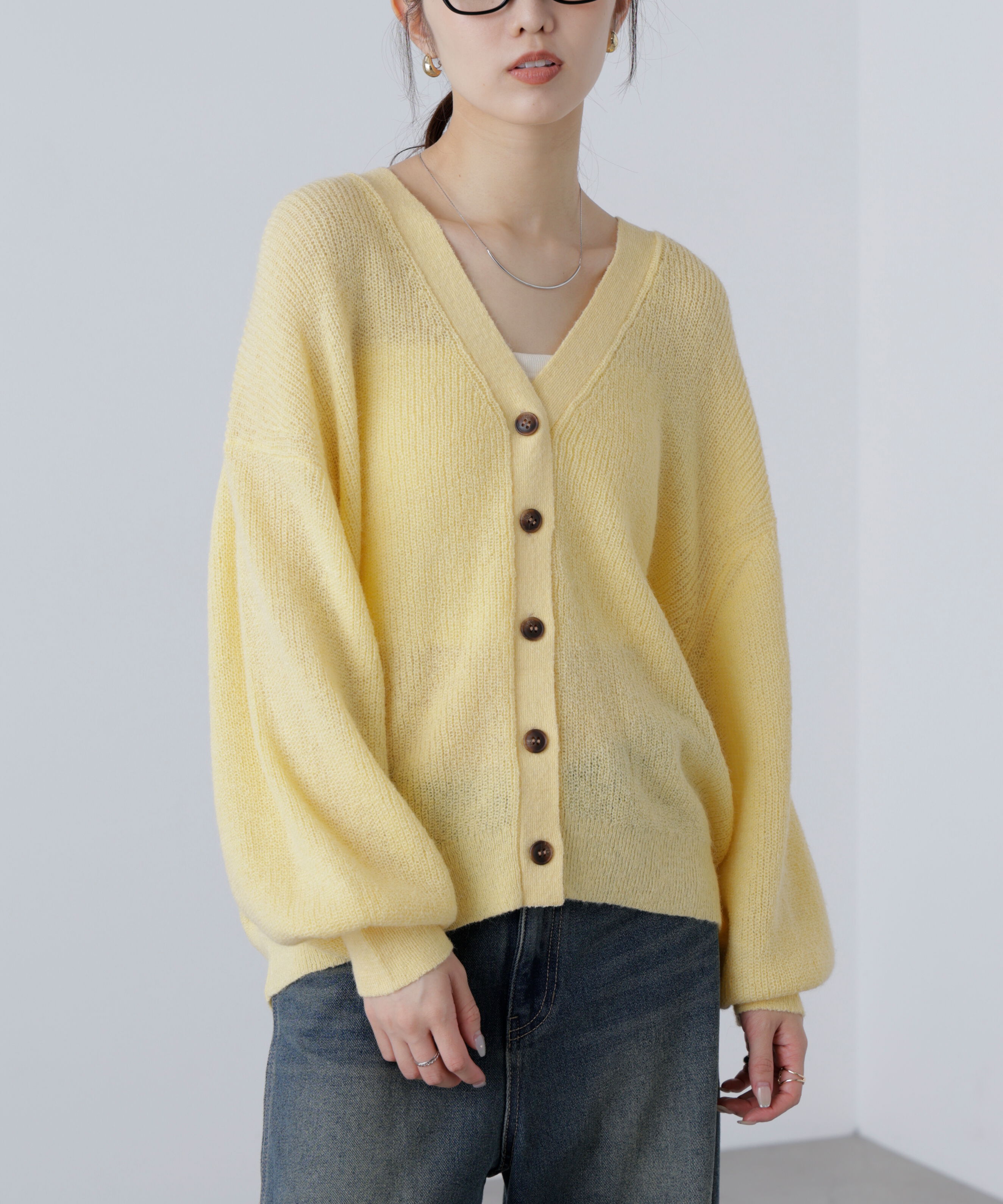  「5GモヘヤタッチVネックカーディガン」|ニット・セーター|