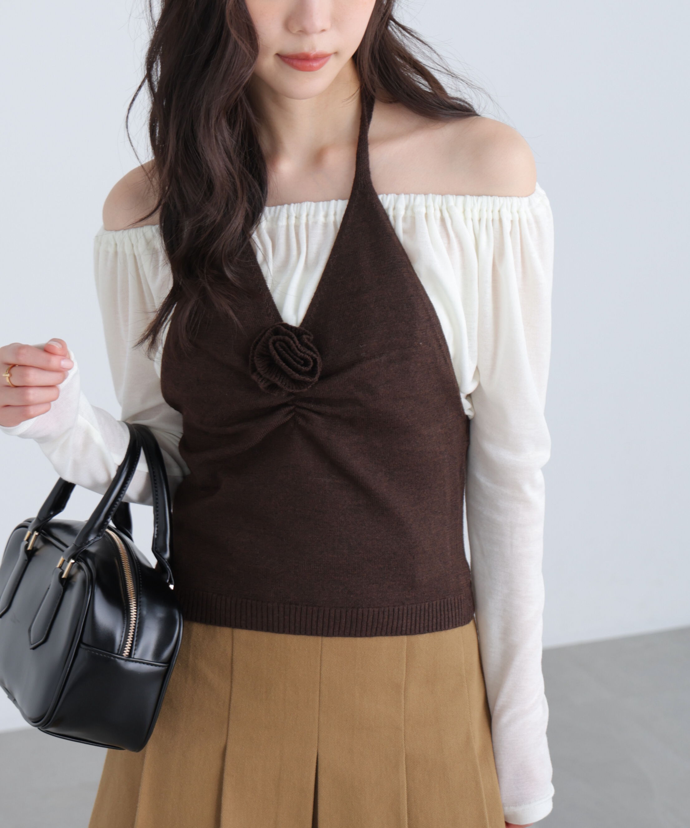  「ホルターネックニットベスト」|ニット・セーター|ブラウン