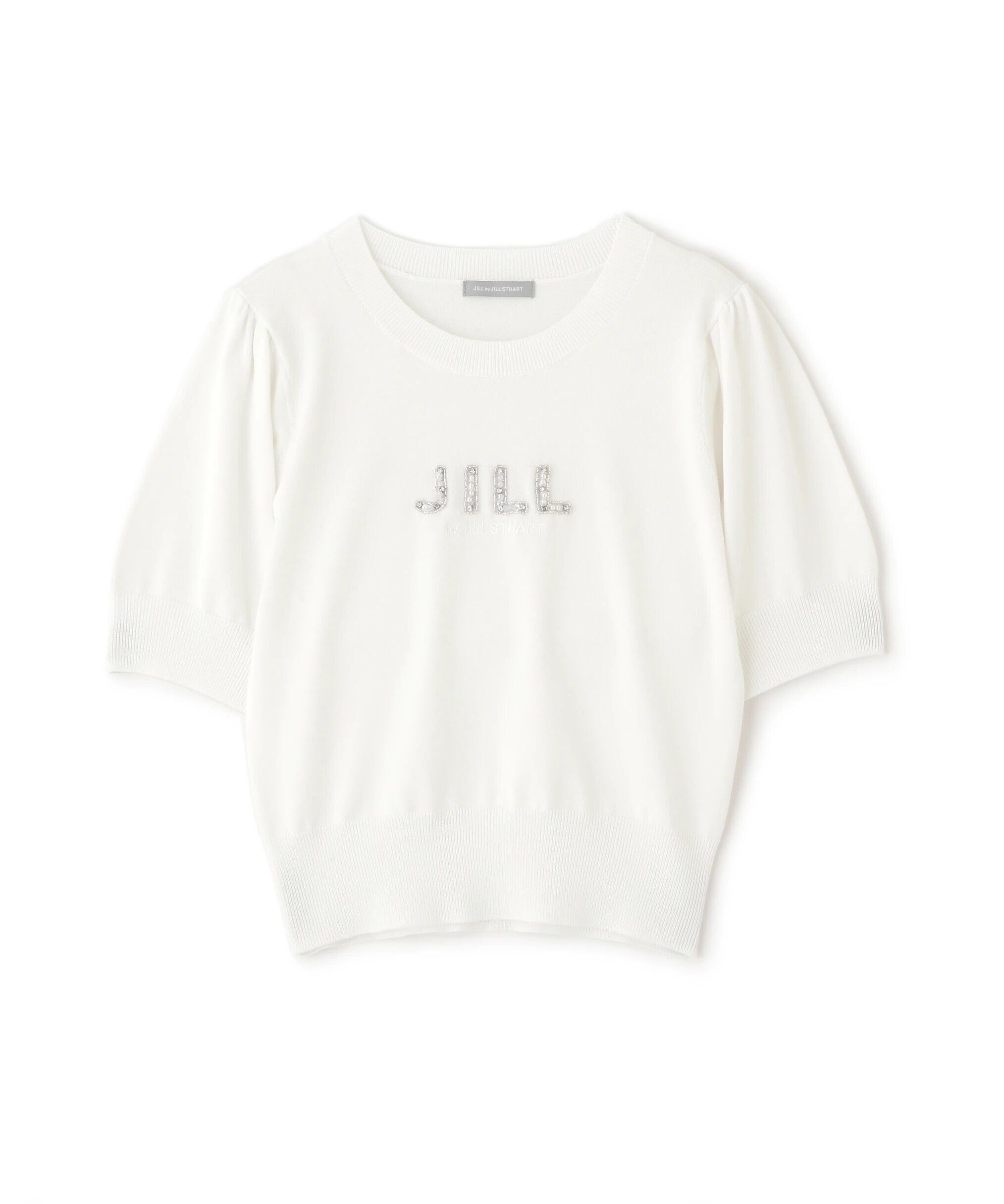  「パールミニロゴパフスリーブニットトップス」|ニット・セーター|