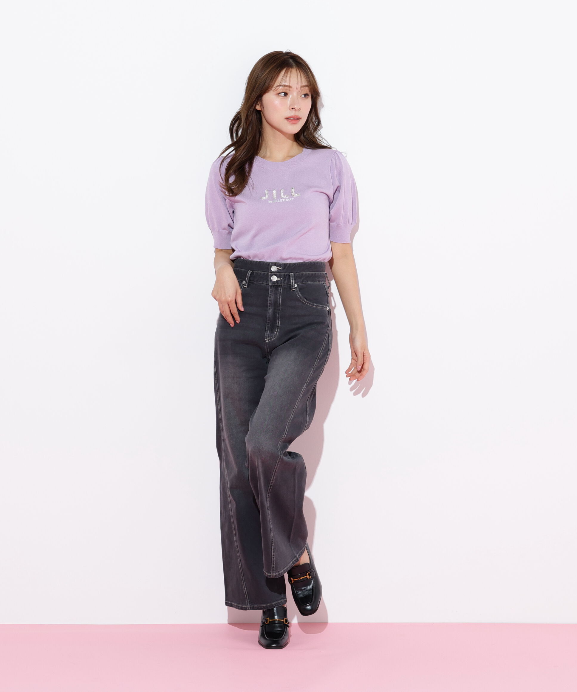  「パールミニロゴパフスリーブニットトップス」|ニット・セーター|