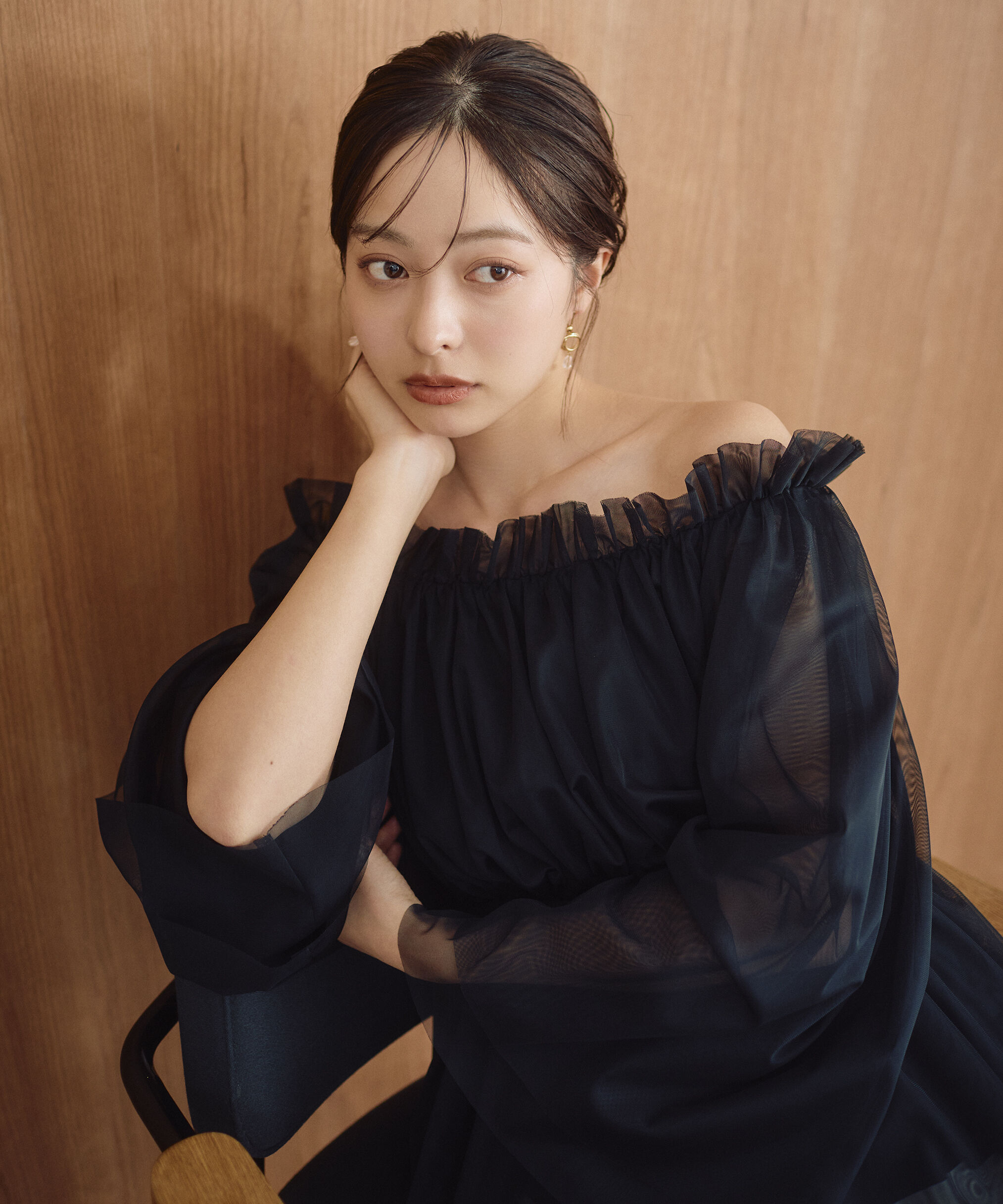 PROPORTION BODY DRESSING「＜明日香さんコラボ＞チュールスリーブフレアブラウス　26SS」|シャツ・ブラウス|ブラック