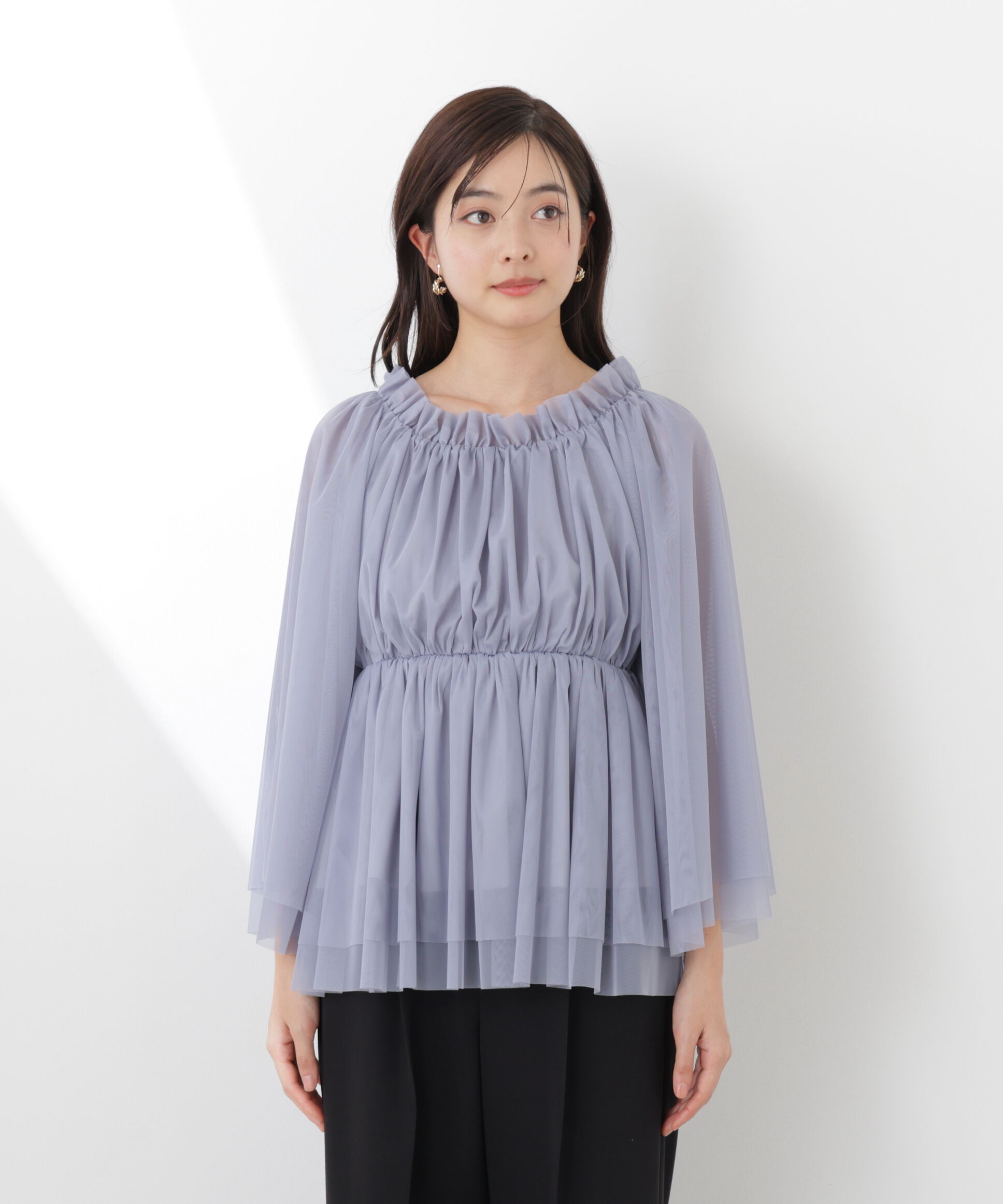 PROPORTION BODY DRESSING「＜明日香さんコラボ＞チュールスリーブフレアブラウス　26SS」|シャツ・ブラウス|