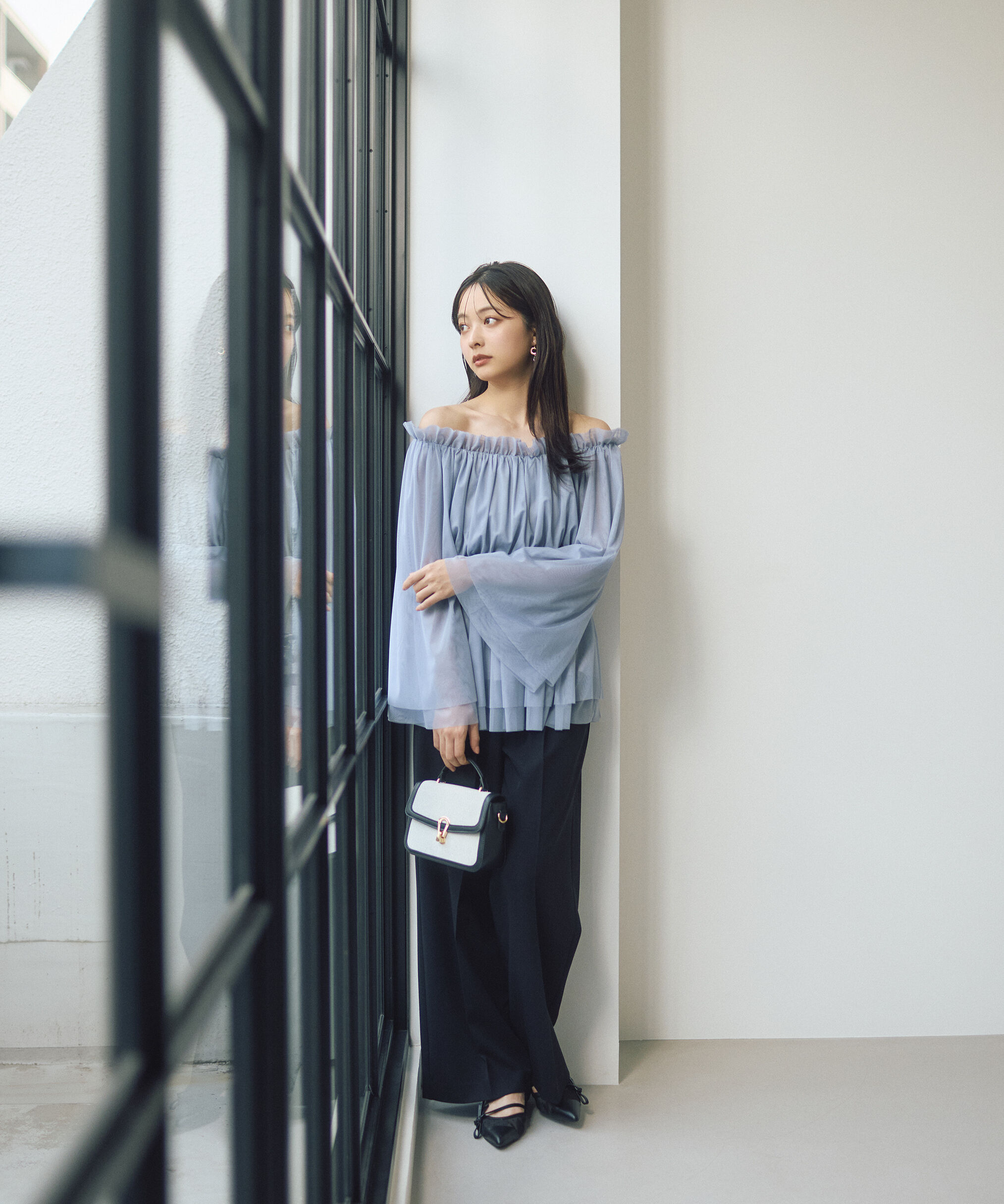 PROPORTION BODY DRESSING「＜明日香さんコラボ＞チュールスリーブフレアブラウス　26SS」|シャツ・ブラウス|