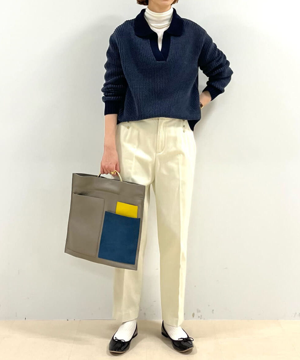  「◆バイカラー衿付きニット」|ニット・セーター|