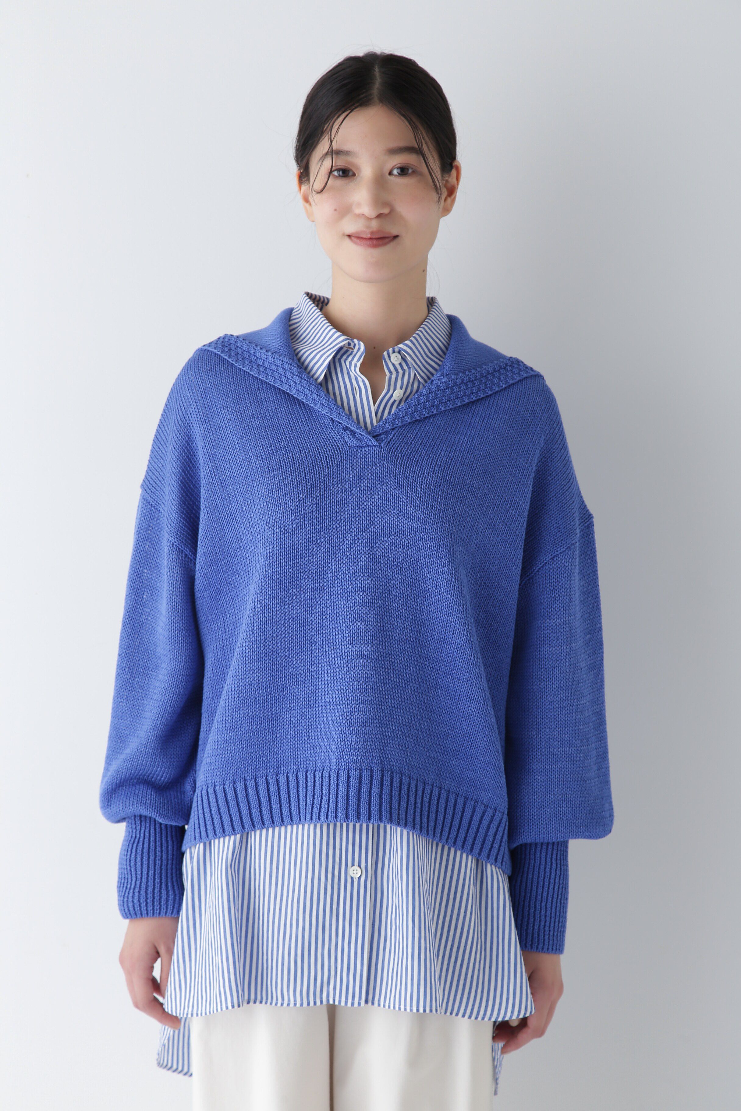  「◆【ウォッシャブル】ギマコットンセーラーカラープルオーバー」|ニット・セーター|