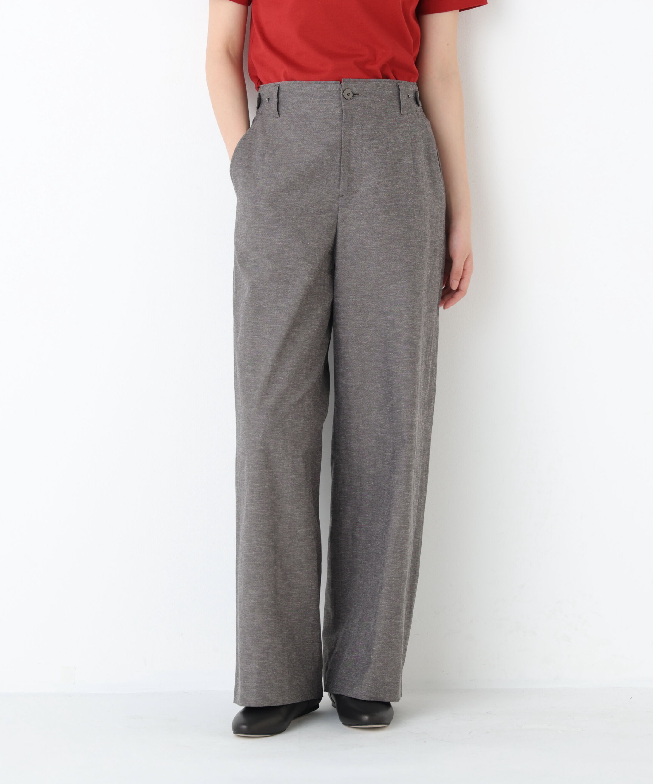  「◆綿麻シャンブレーセミワイドパンツ」|その他|