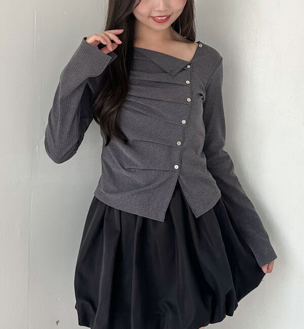 archives「２ｗａｙアシメボタンカットＴＯＰＳ」|Tシャツ・カットソー|CHARCOAL GRAY