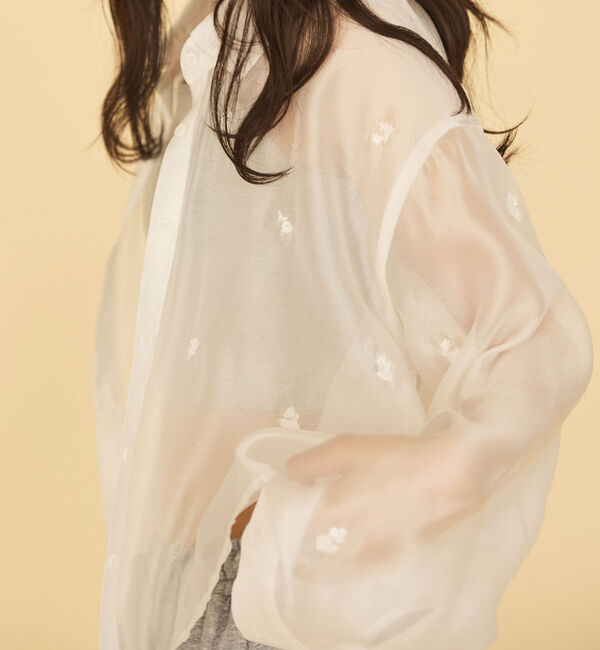 archives「ビーズ花柄刺繍シアーショートシャツ」|シャツ・ブラウス|