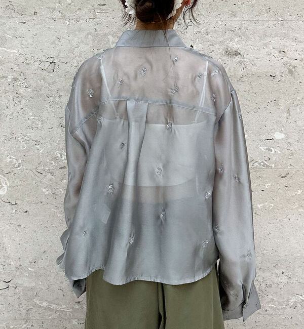 archives「ビーズ花柄刺繍シアーショートシャツ」|シャツ・ブラウス|