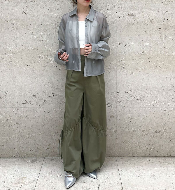 archives「ビーズ花柄刺繍シアーショートシャツ」|シャツ・ブラウス|