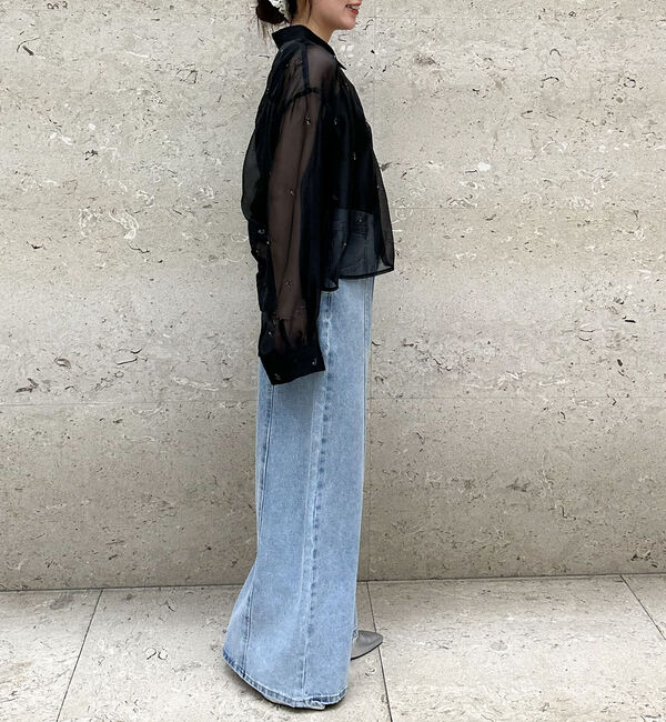 archives「ビーズ花柄刺繍シアーショートシャツ」|シャツ・ブラウス|